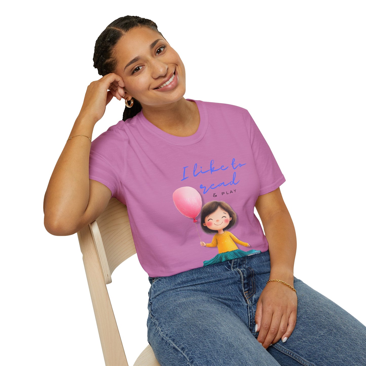 Women's Fun T-Shirt - "I Like to Read & Play"