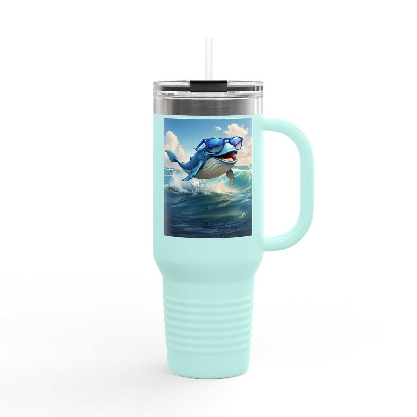 Funny Whale Insulated Travel Mug - 40oz Tumbler with Straw - Perfect for Outdoor Adventures and Gifts