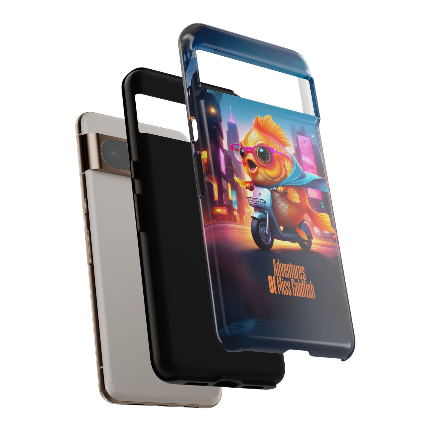 Adventures of Miss Goldfish Phone Case - Fun & Colorful Tough Cover for Fish Lovers