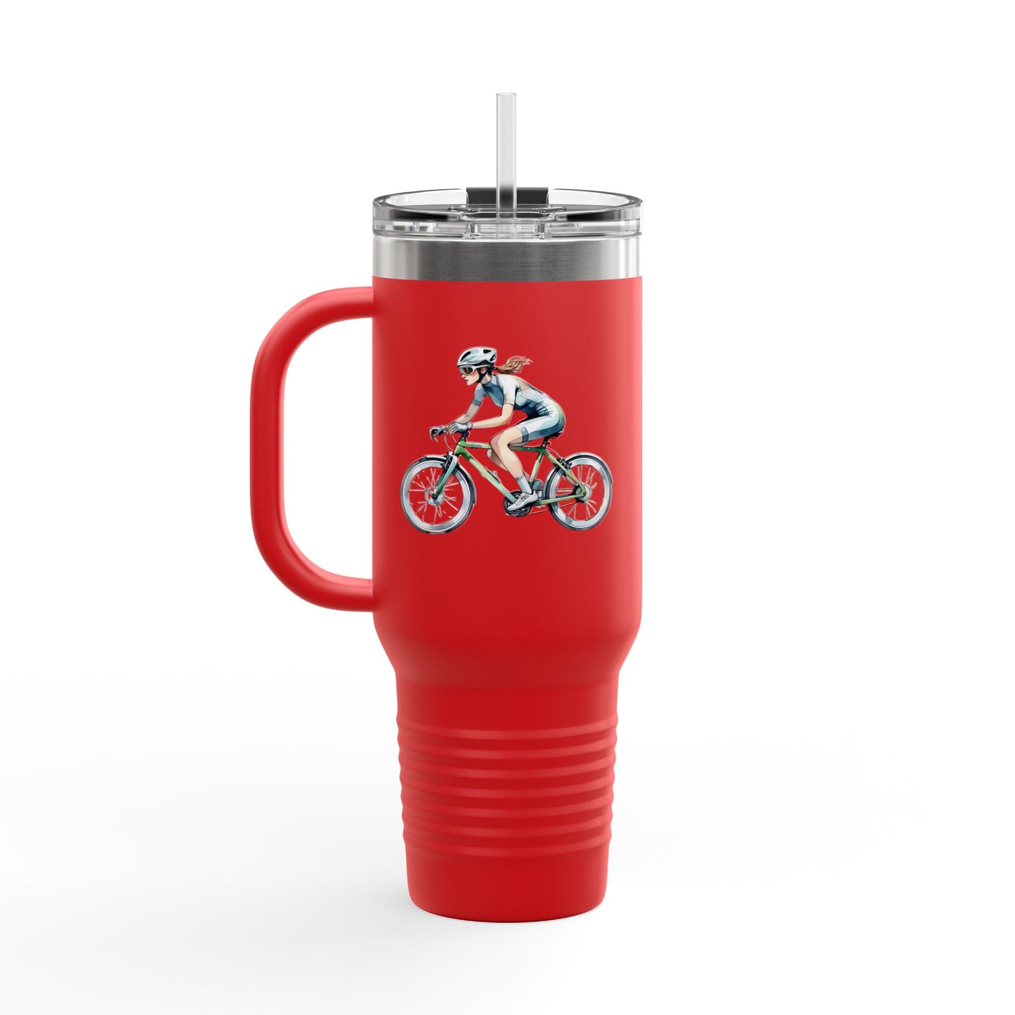 Cycling Enthusiast Insulated Travel Mug | 40oz with Bicycle Design | Perfect for Outdoor Adventures