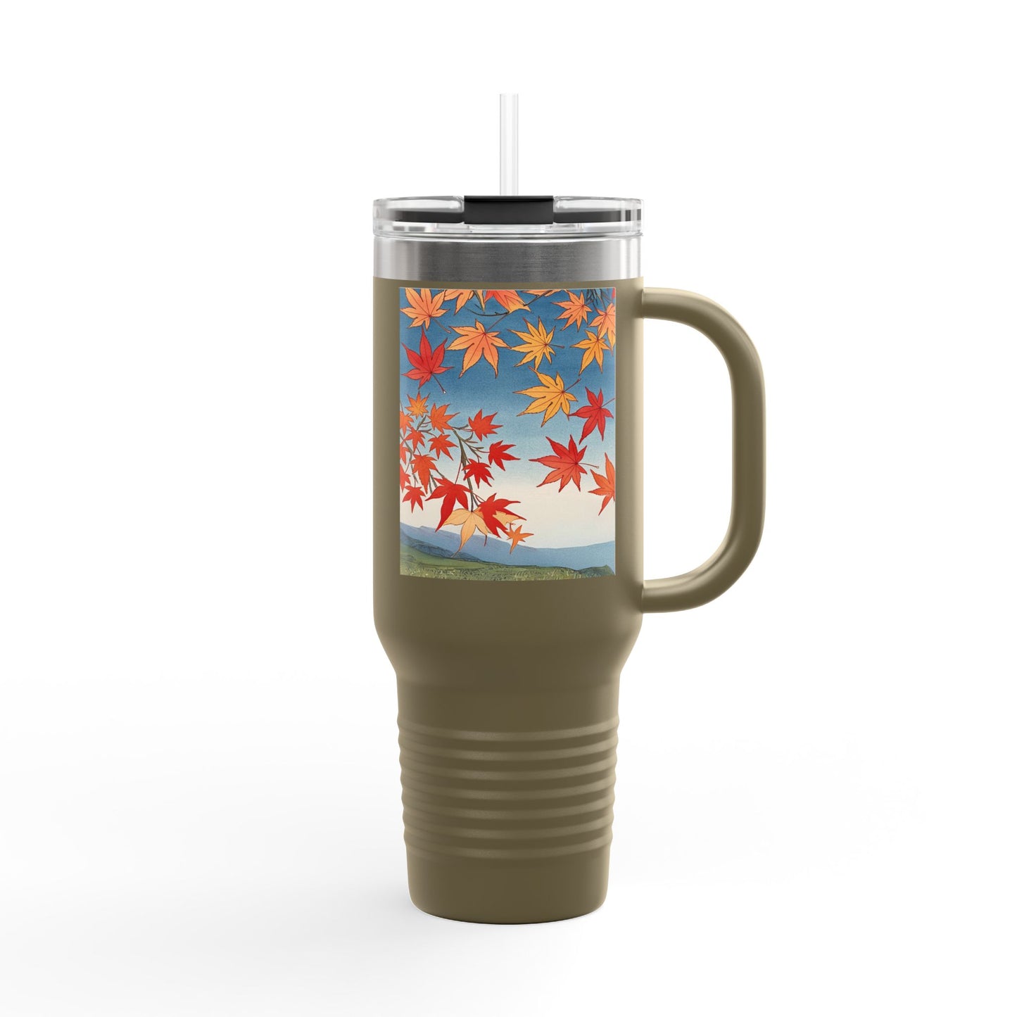 Autumn Leaves Insulated Travel Mug - 40oz Travel Cup with Straw