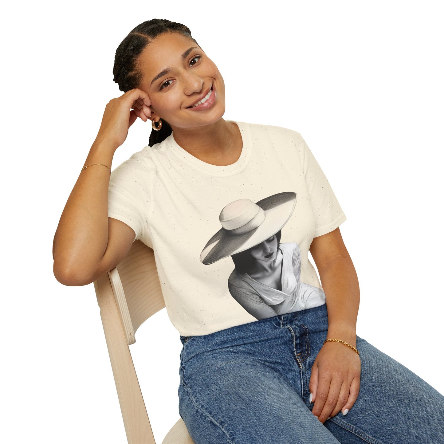 Artistic Women's Softstyle T-Shirt - Charcoal art Design