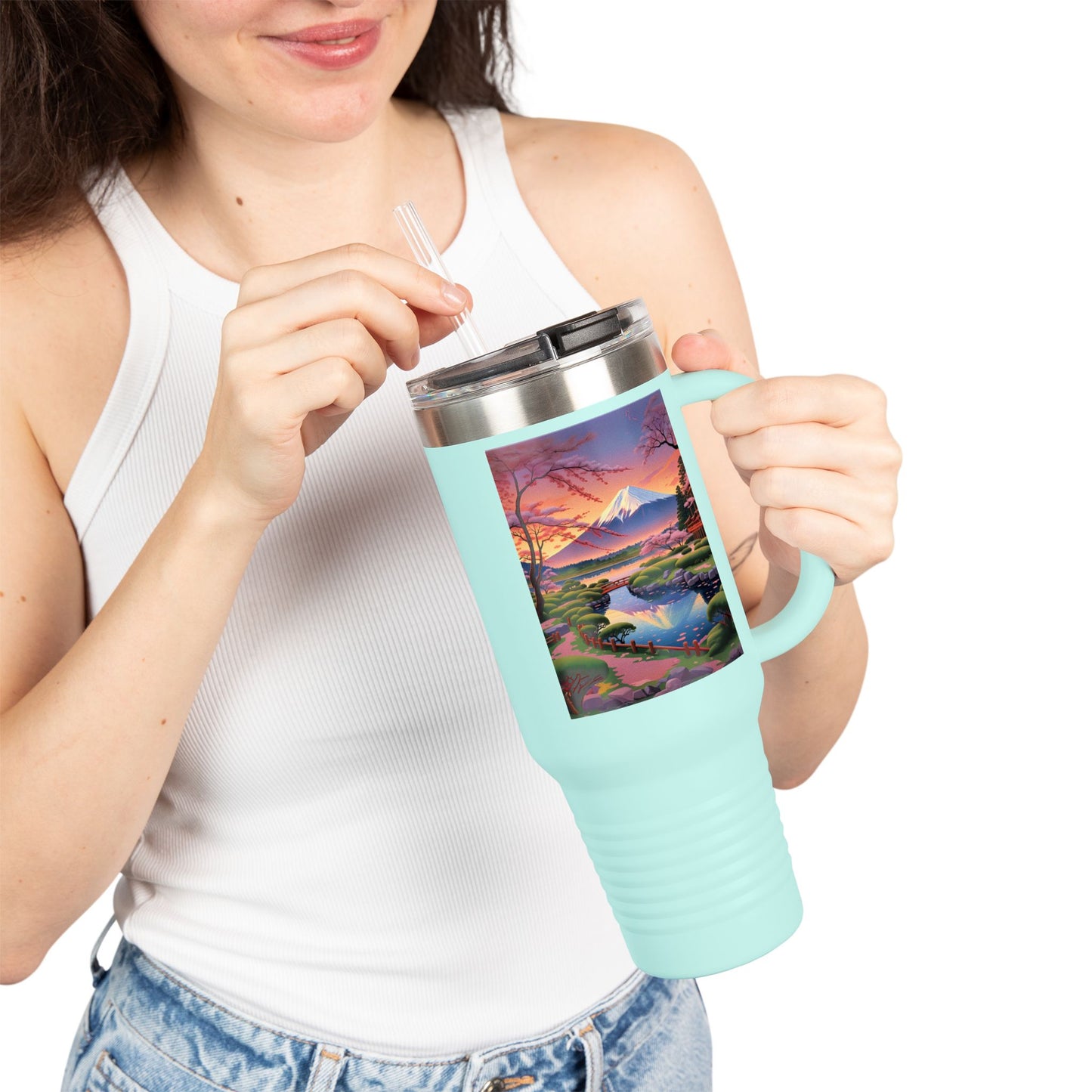 Nature-Inspired Insulated Travel Mug - 40oz Adventure Mug with Scenic Design