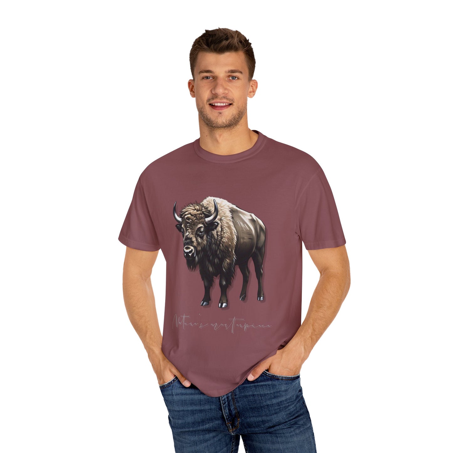Nature-Inspired Buffalo Unisex T-Shirt - Garment-Dyed Design