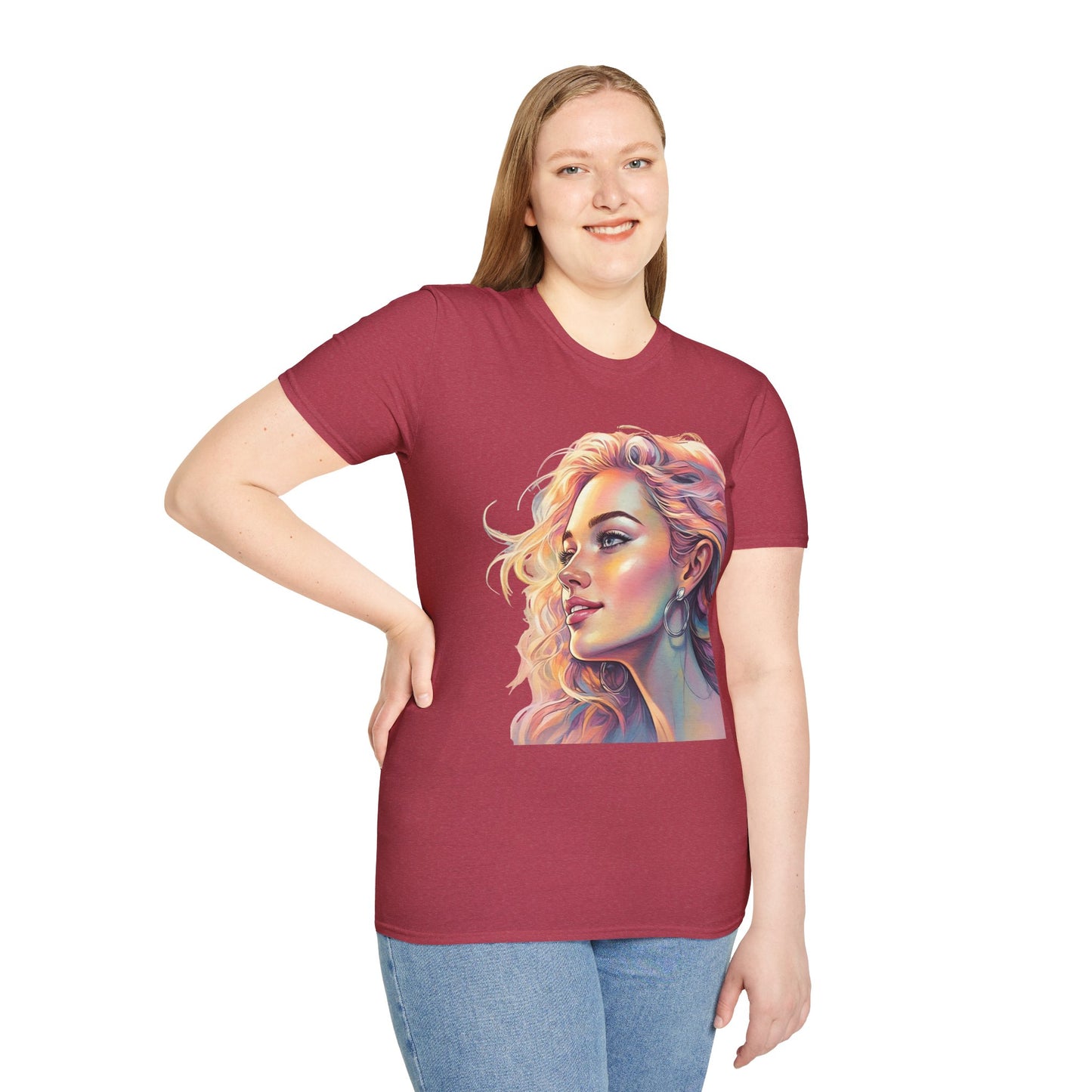 Artistic Women's Portrait T-Shirt - Women's Softstyle Tee for Creative Souls