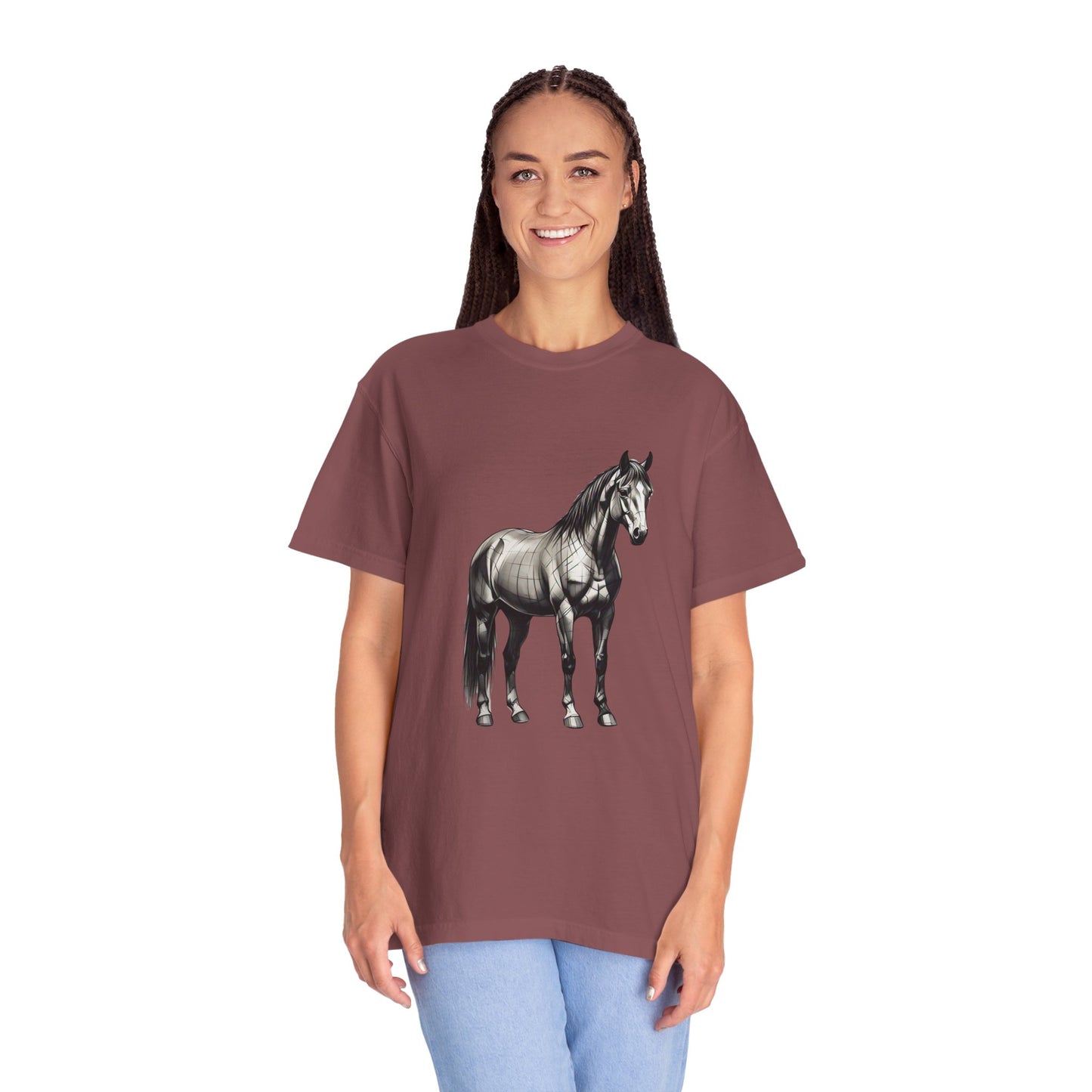 Equestrian Vibe Unisex Garment-Dyed T-Shirt - Horse Design