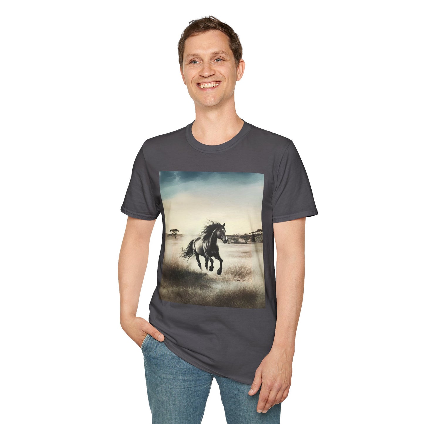 Majestic Horse Unisex Softstyle T-Shirt - Nature Inspired Graphic Tee