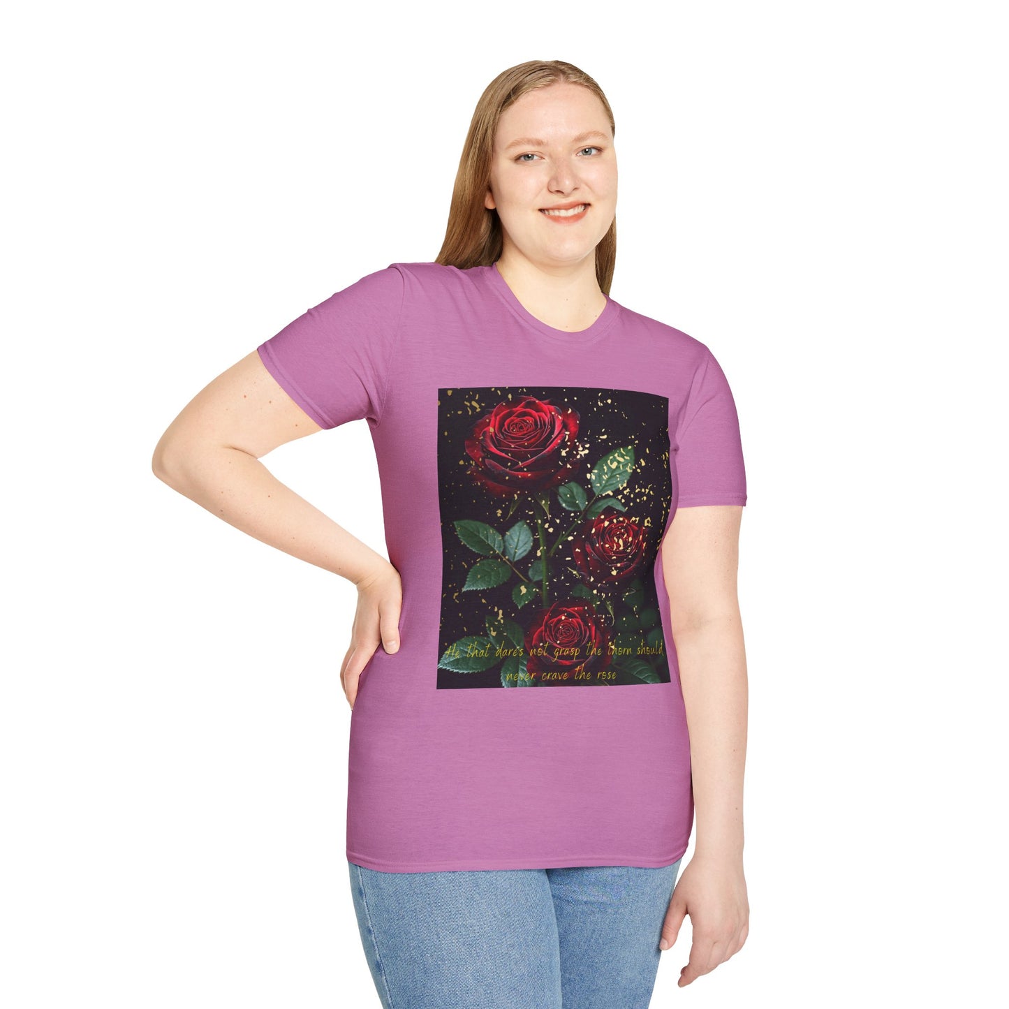 Elegant Rose Graphic T-Shirt - Inspirational Quote Design