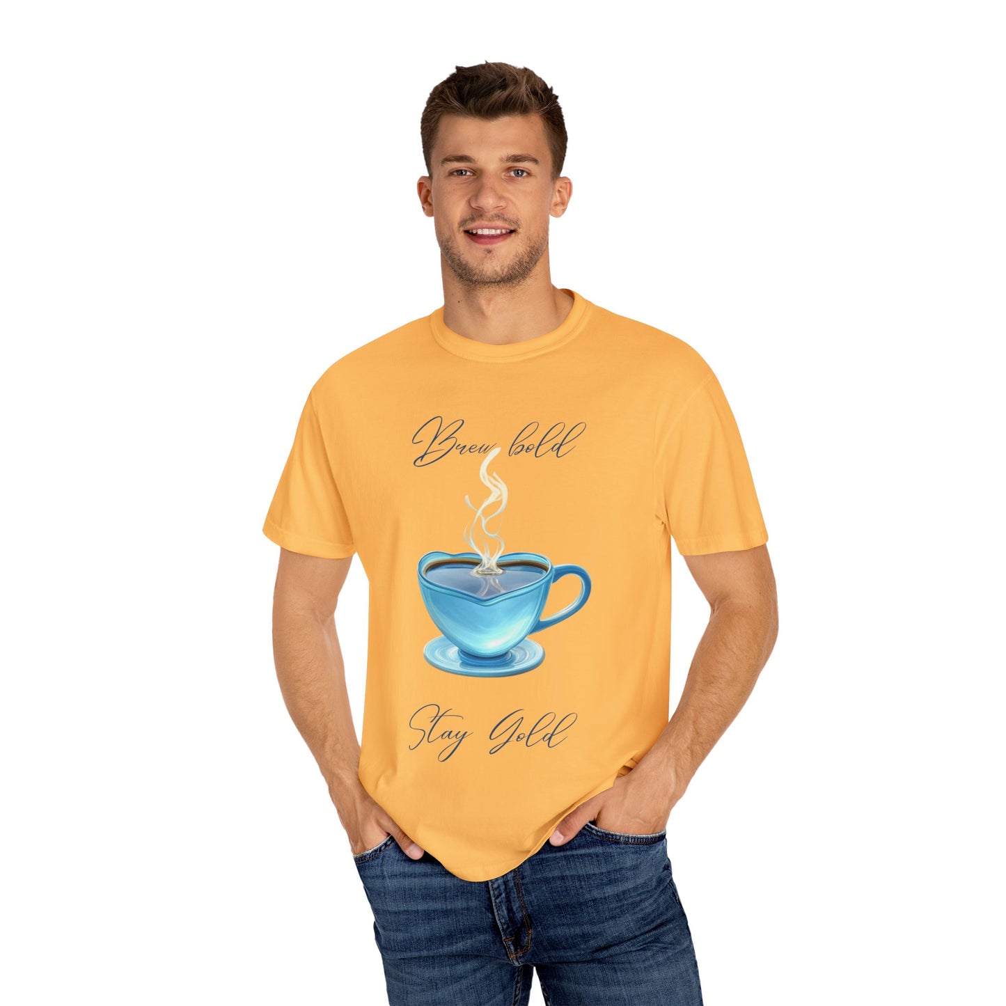 Brew Bold Unisex Garment-Dyed T-Shirt - Coffee Lover's Design