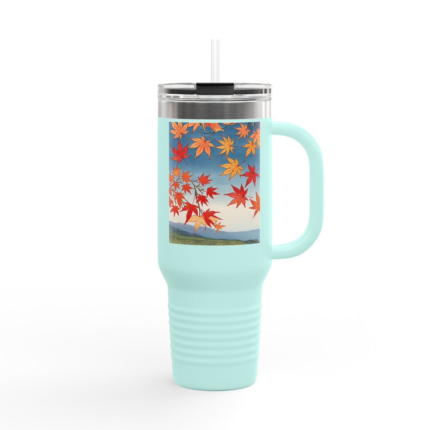 Autumn Leaves Insulated Travel Mug - 40oz Travel Cup with Straw