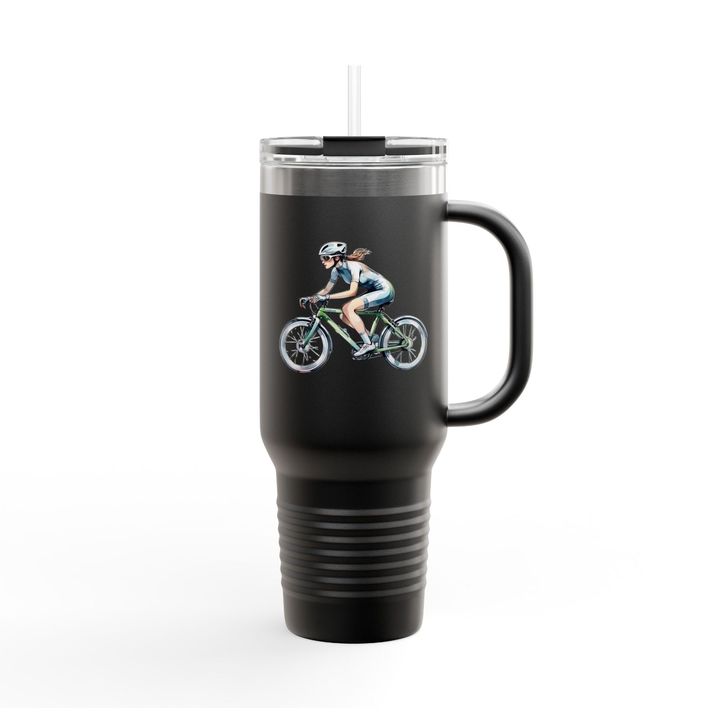 Cycling Enthusiast Insulated Travel Mug | 40oz with Bicycle Design | Perfect for Outdoor Adventures