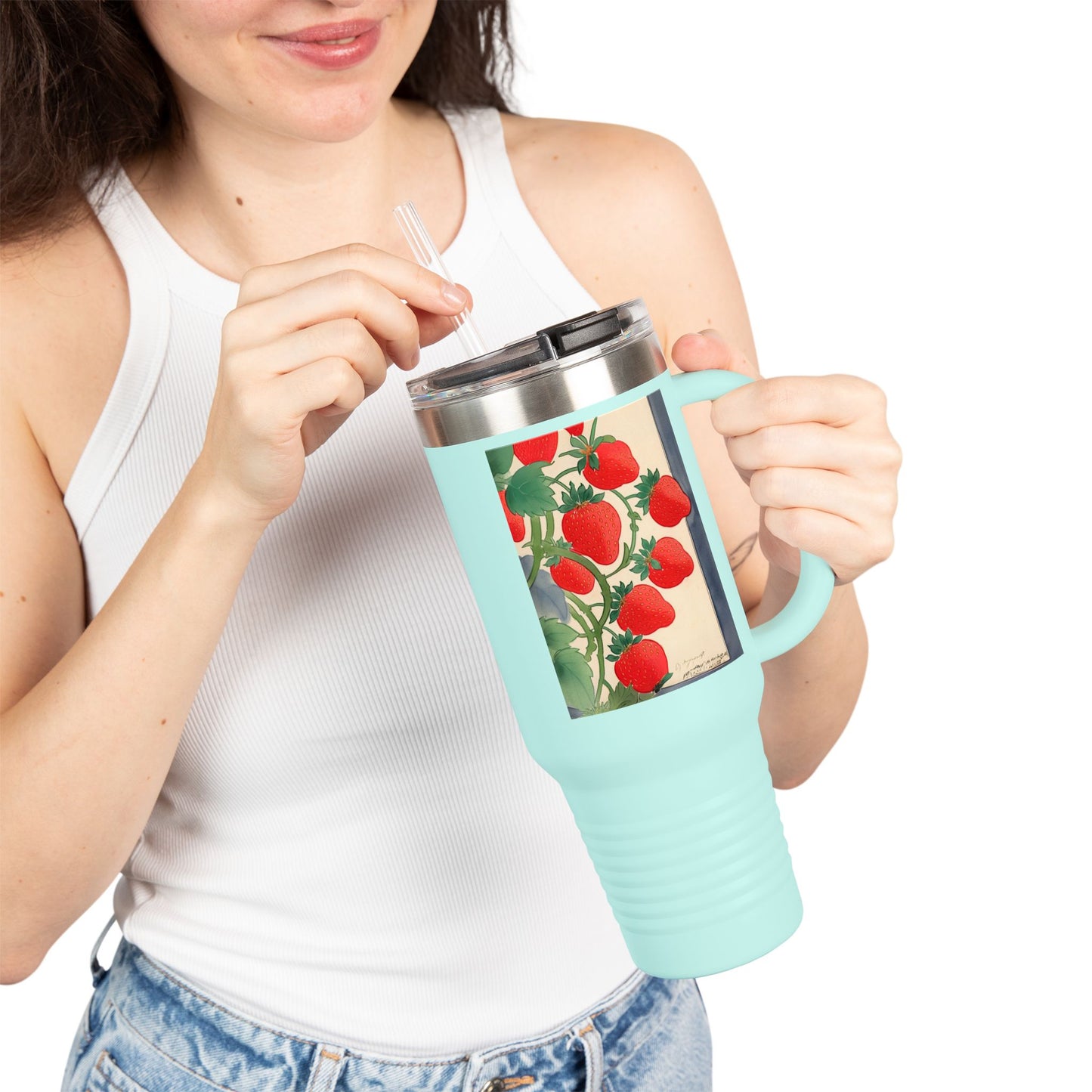 Strawberry Floral Insulated Travel Mug - 40oz