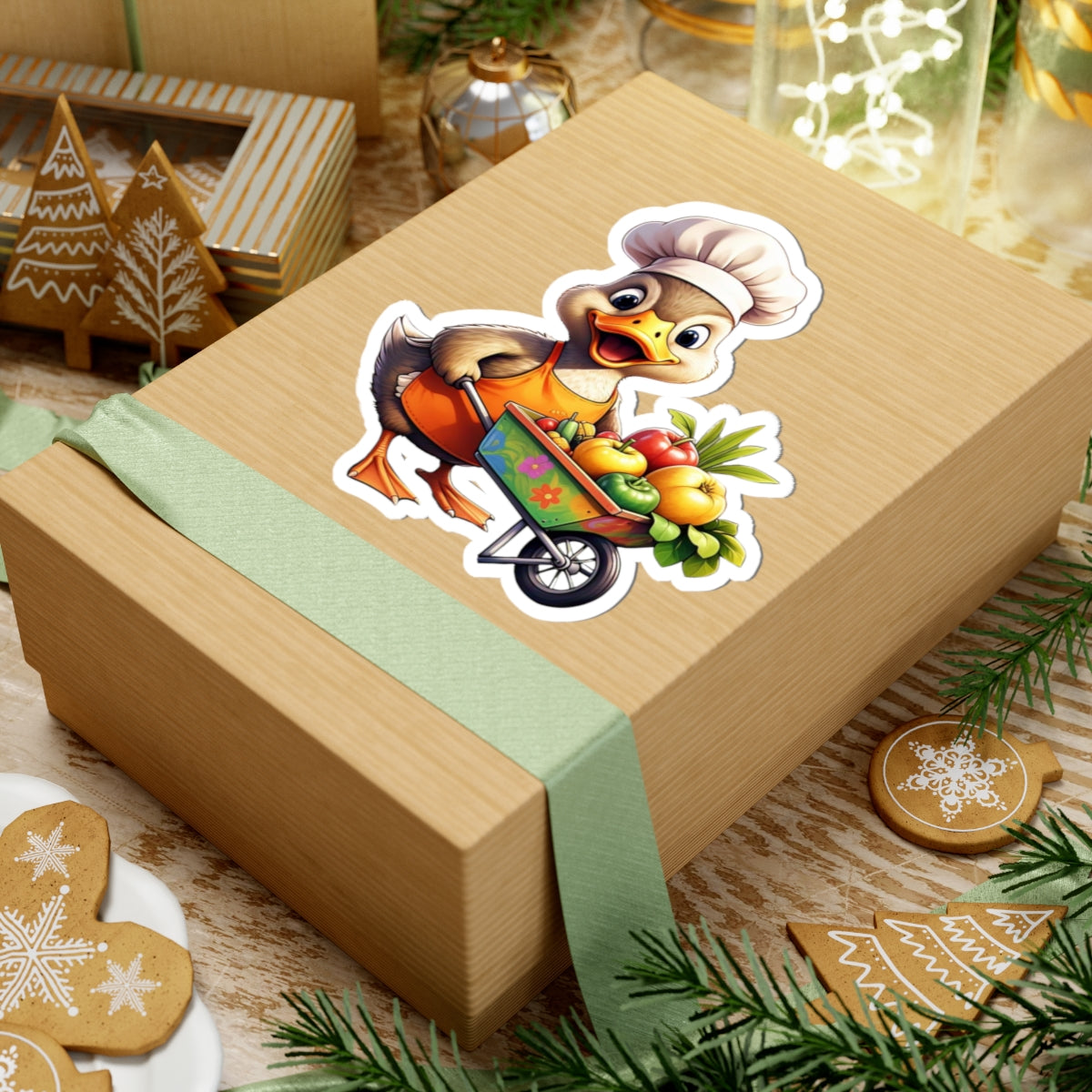 Cute Chef Duck Kiss-Cut Stickers for Gardeners & Food Lovers