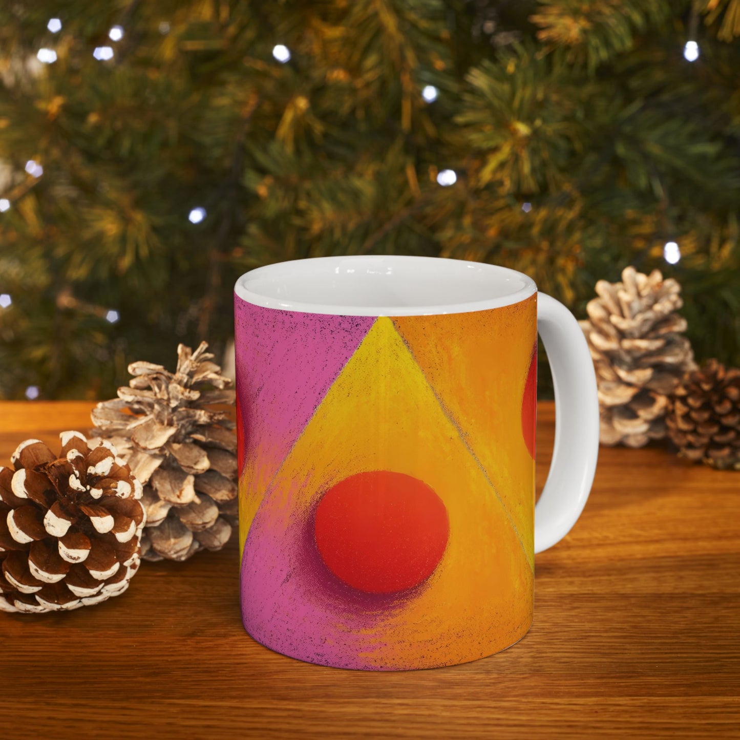 Vibrant Ceramic Coffee Mug - Colorful Geometric Design, 11oz & 15oz
