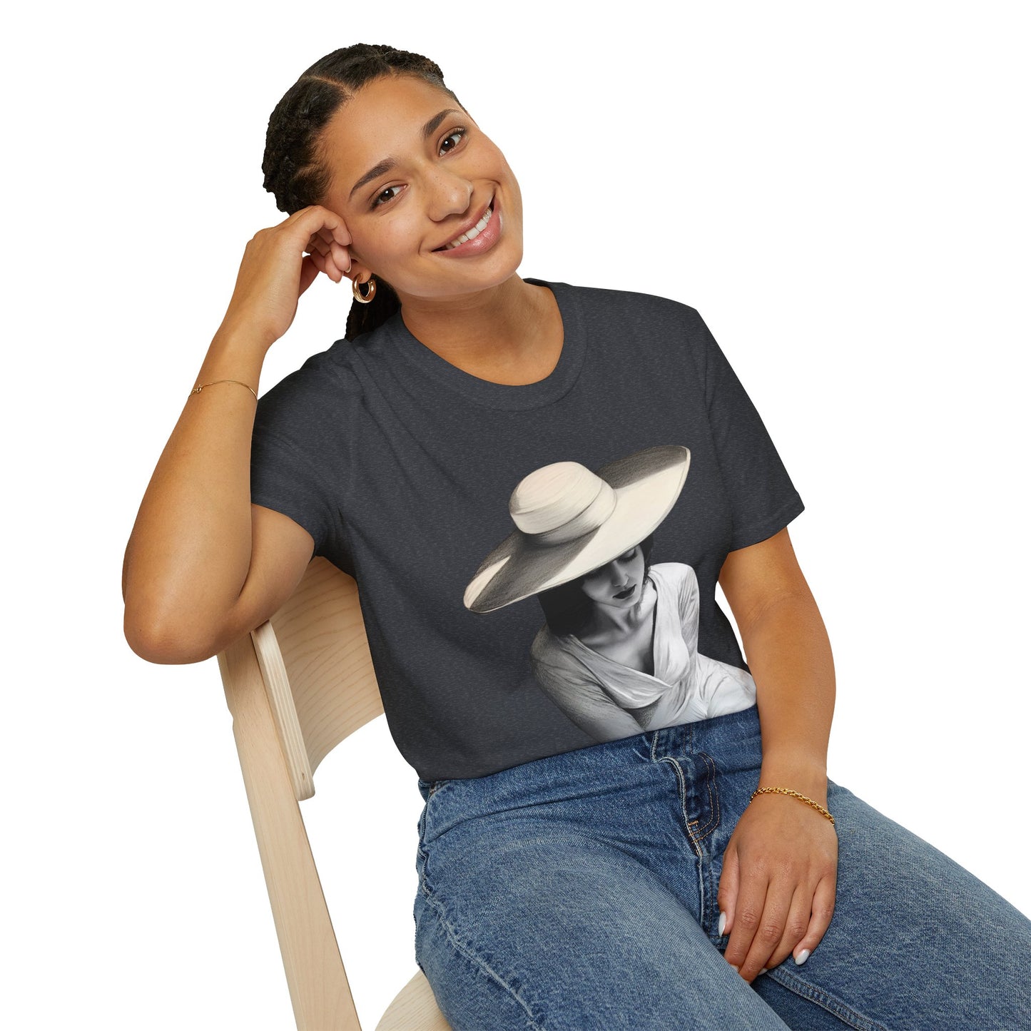 Artistic Women's Softstyle T-Shirt - Charcoal art Design