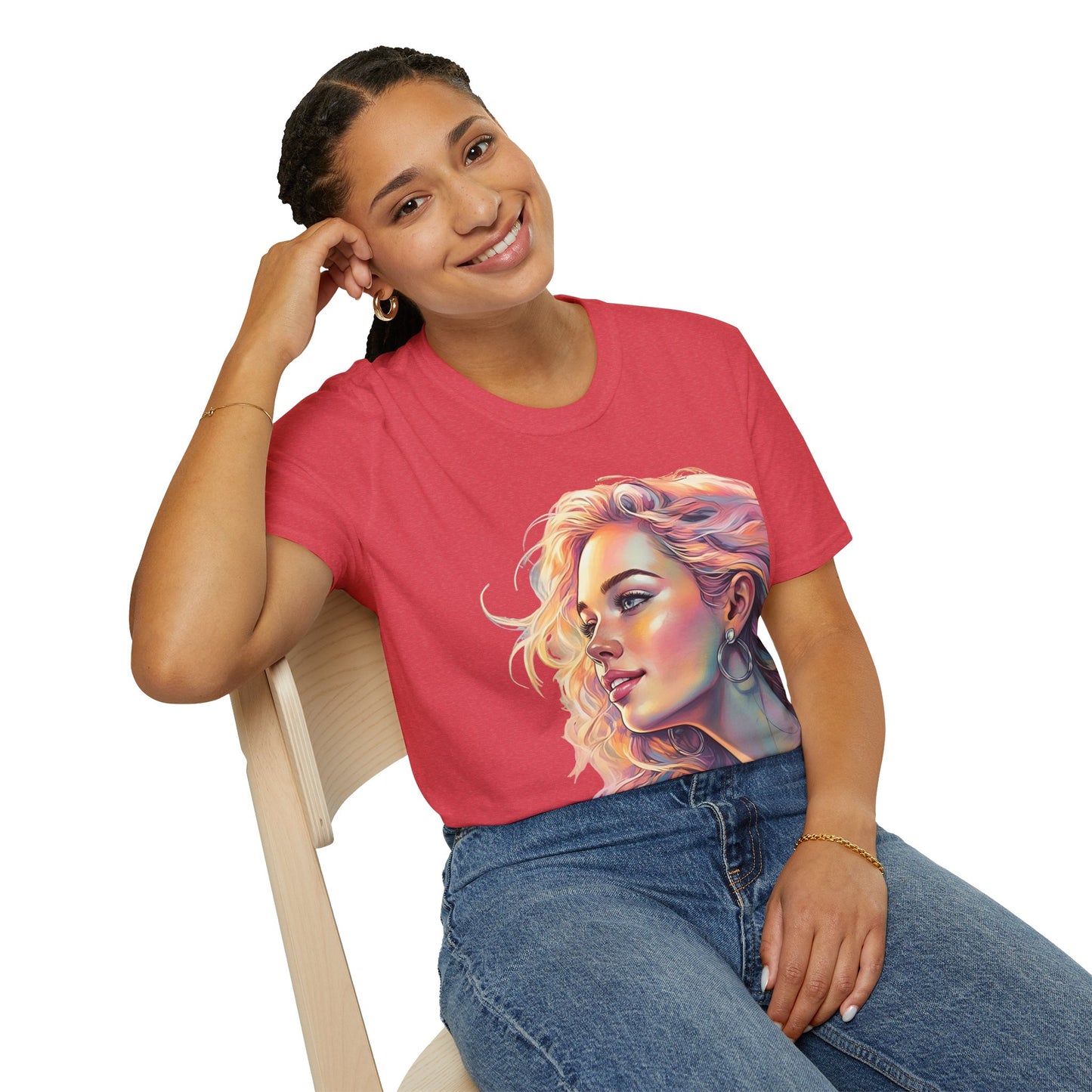 Artistic Women's Portrait T-Shirt - Women's Softstyle Tee for Creative Souls