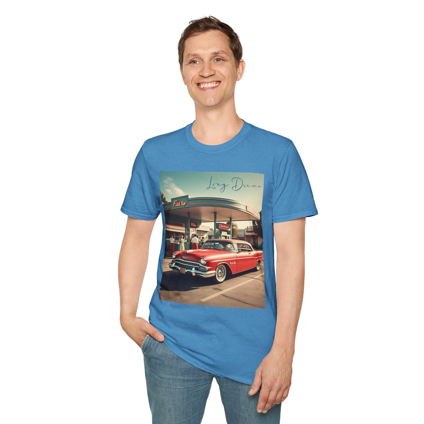 Retro Car Unisex Softstyle T-Shirt - Long Drive Graphic Tee