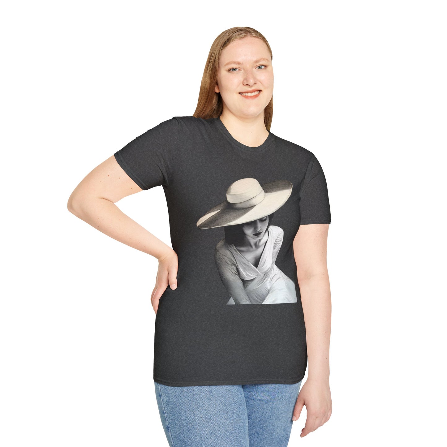 Artistic Women's Softstyle T-Shirt - Charcoal art Design