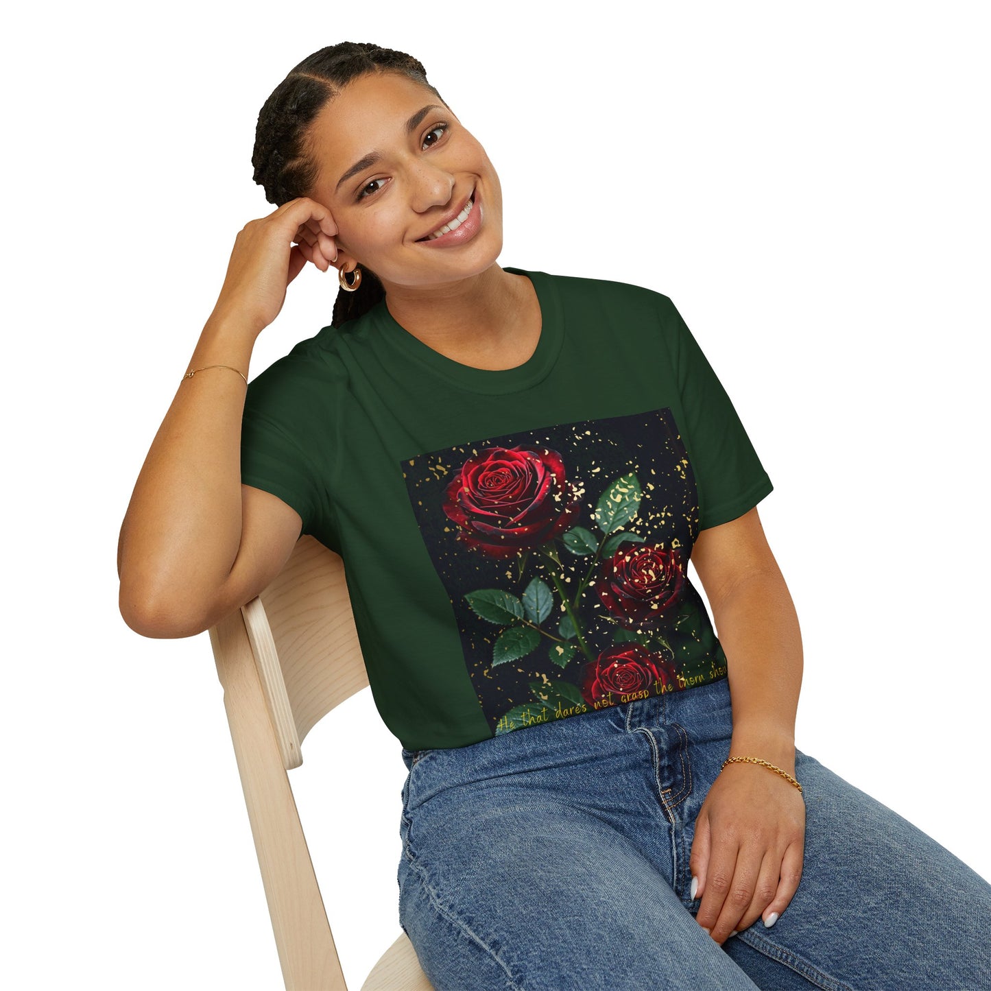 Elegant Rose Graphic T-Shirt - Inspirational Quote Design