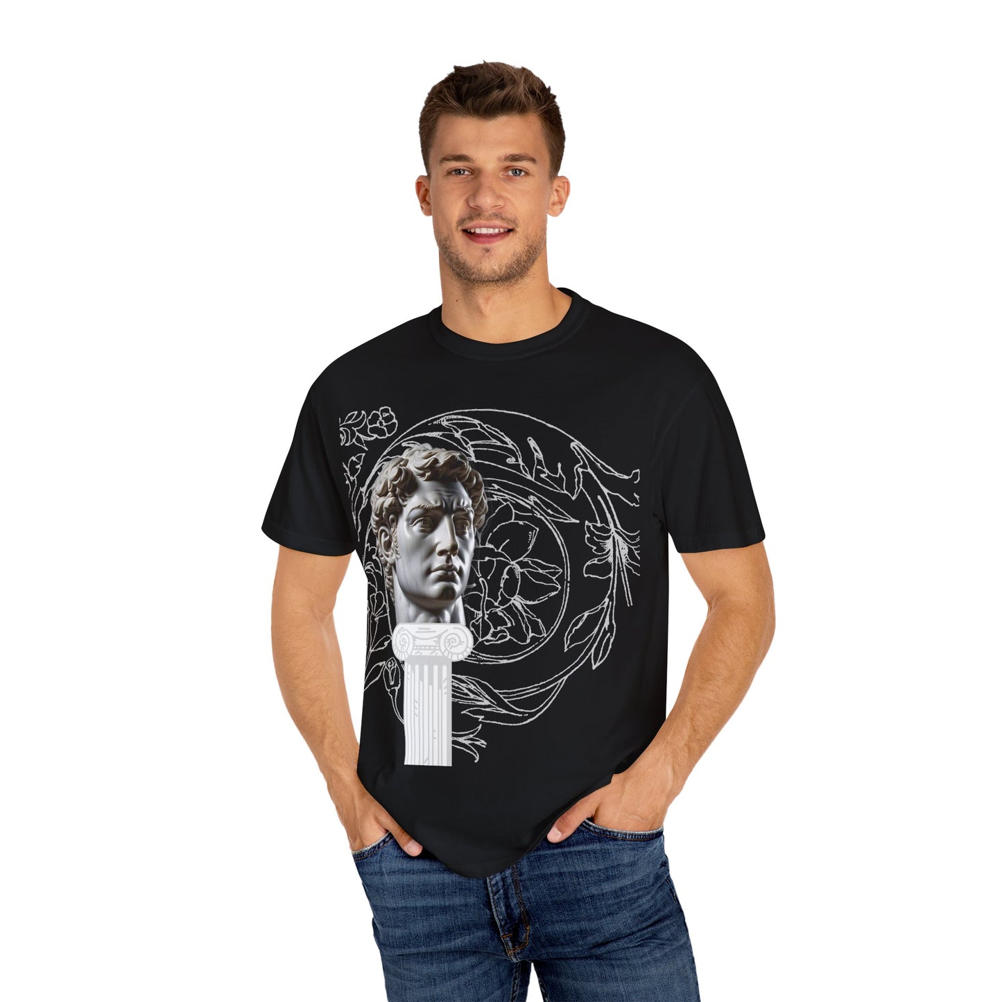 Artistic Roman Garment-Dyed T-shirt - Classic Sculpture Design