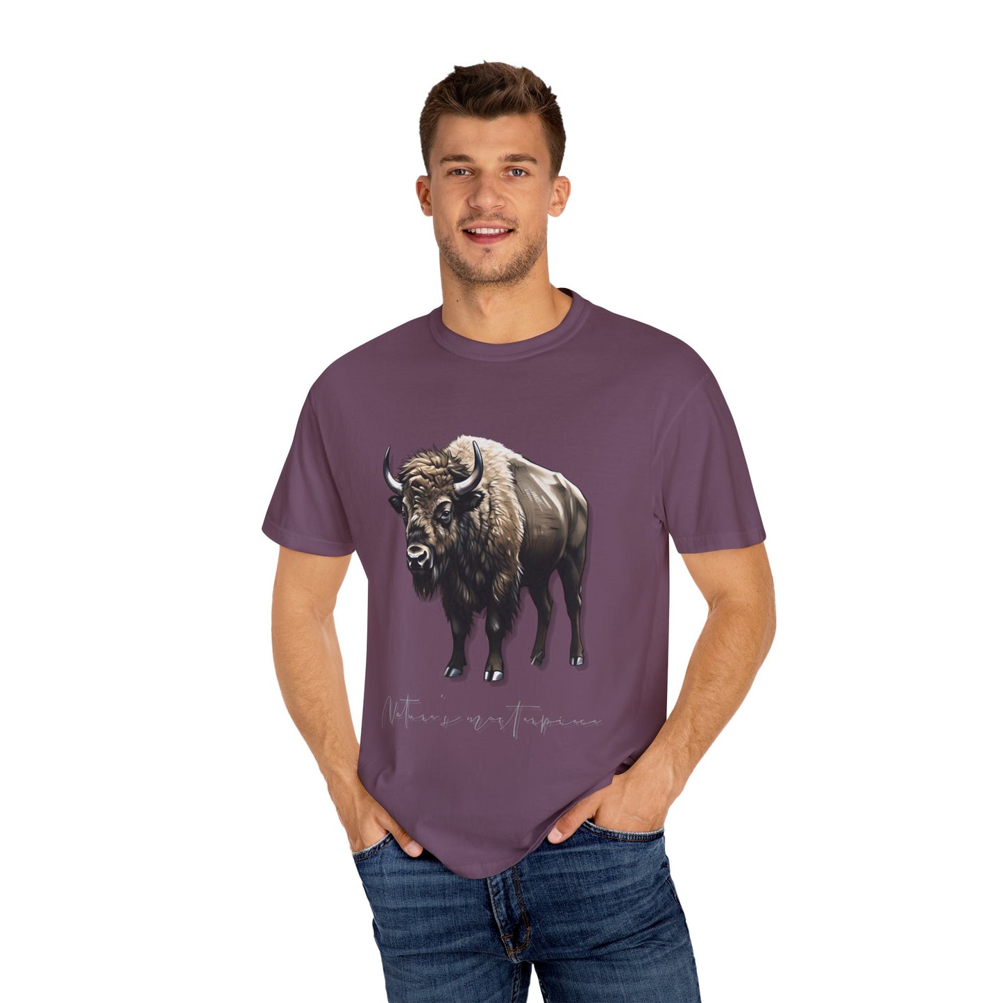 Nature-Inspired Buffalo Unisex T-Shirt - Garment-Dyed Design