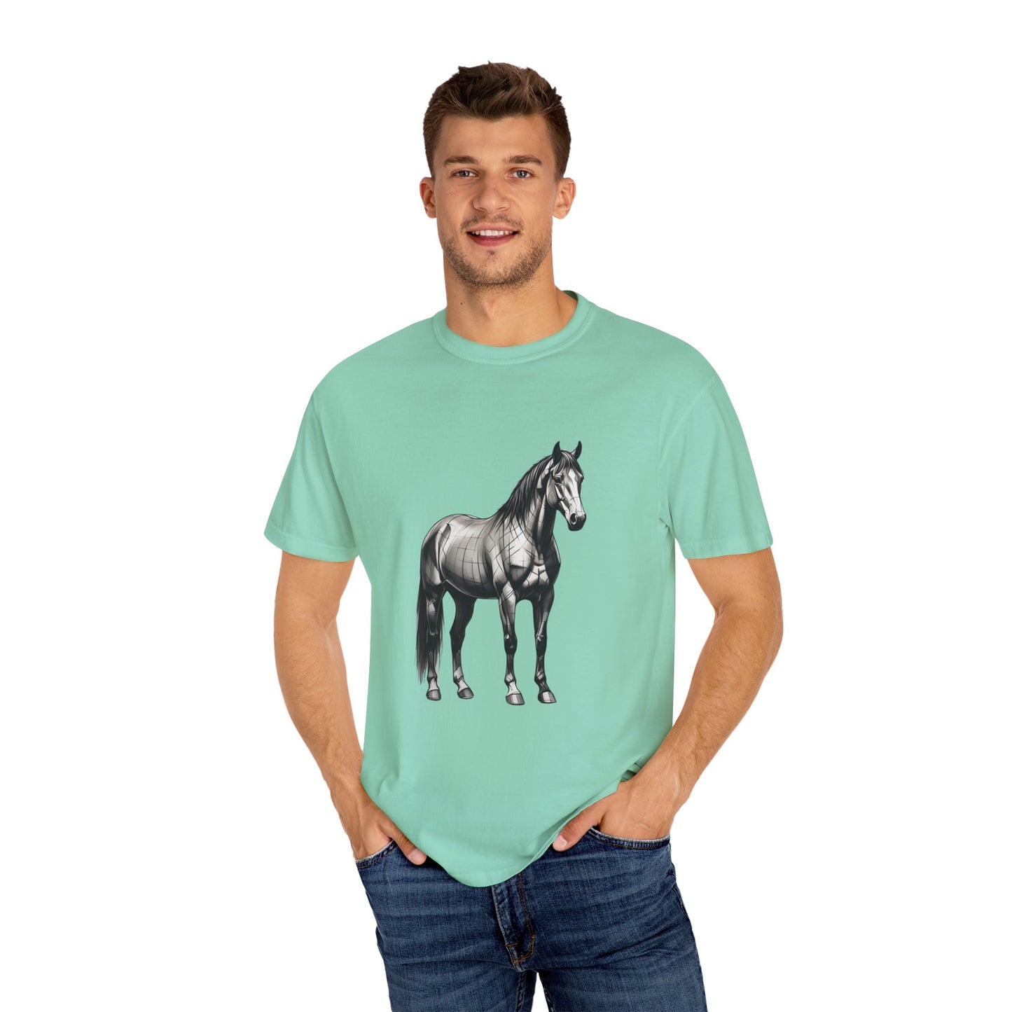 Equestrian Vibe Unisex Garment-Dyed T-Shirt - Horse Design
