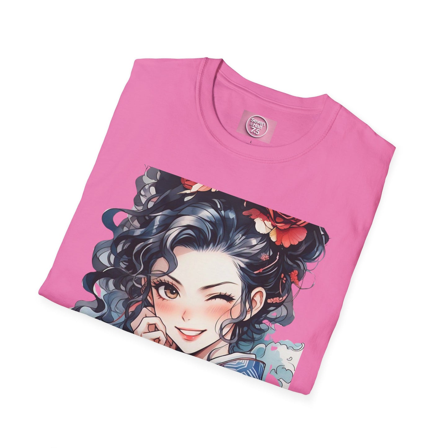 Stylish Unisex Softstyle T-Shirt - Charming Kimono Girl Design