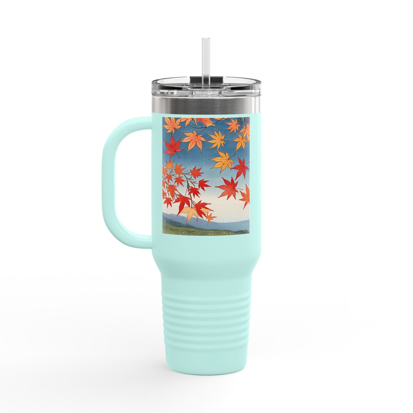 Autumn Leaves Insulated Travel Mug - 40oz Travel Cup with Straw