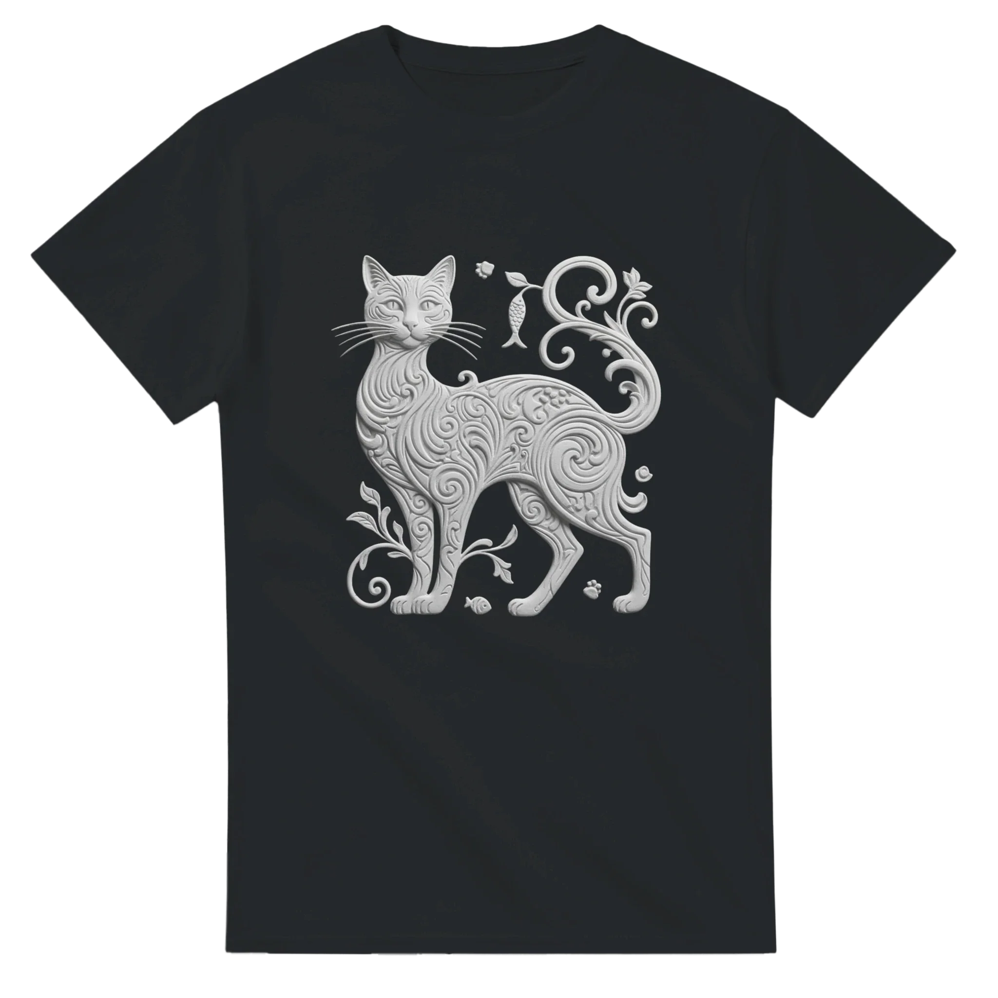 Noir - A collection of ivory art images on black T-shirts