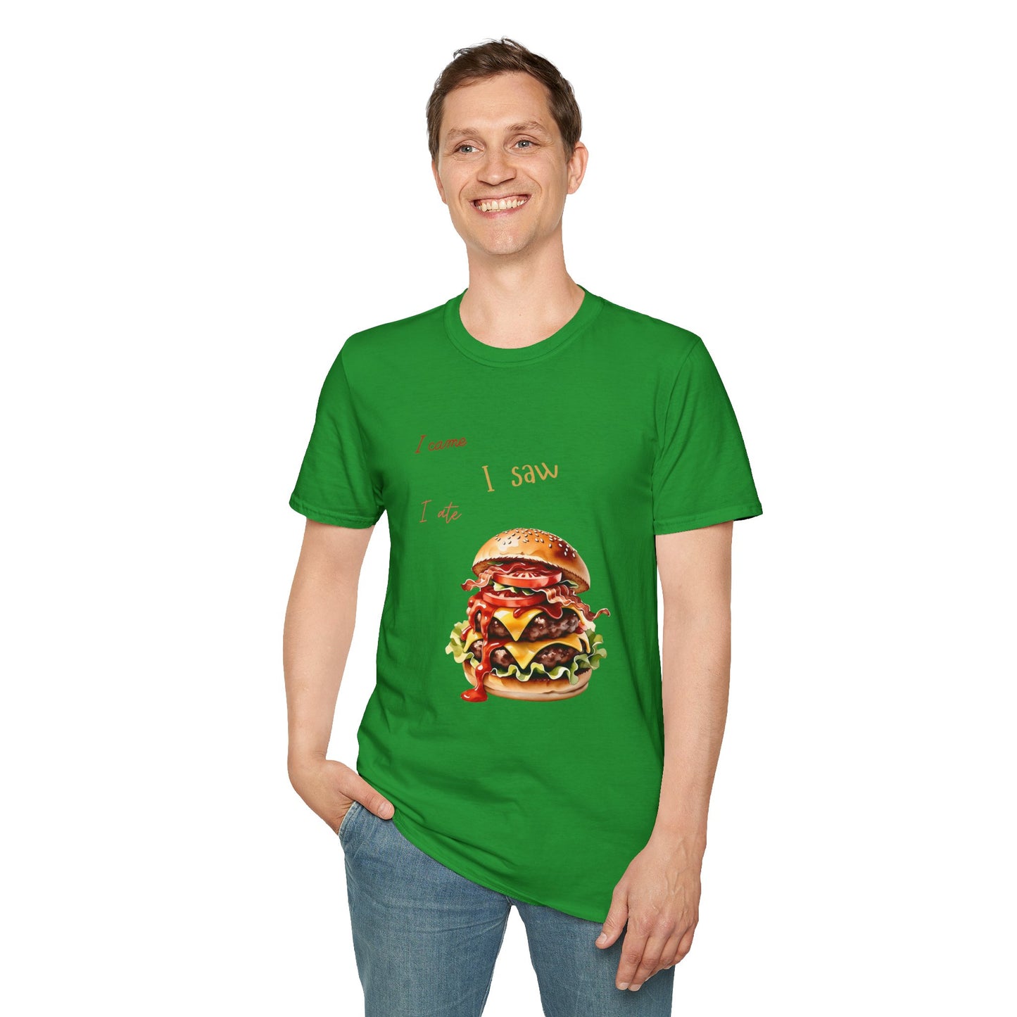 I Came, I Ate Burger Graphic Unisex Softstyle T-Shirt