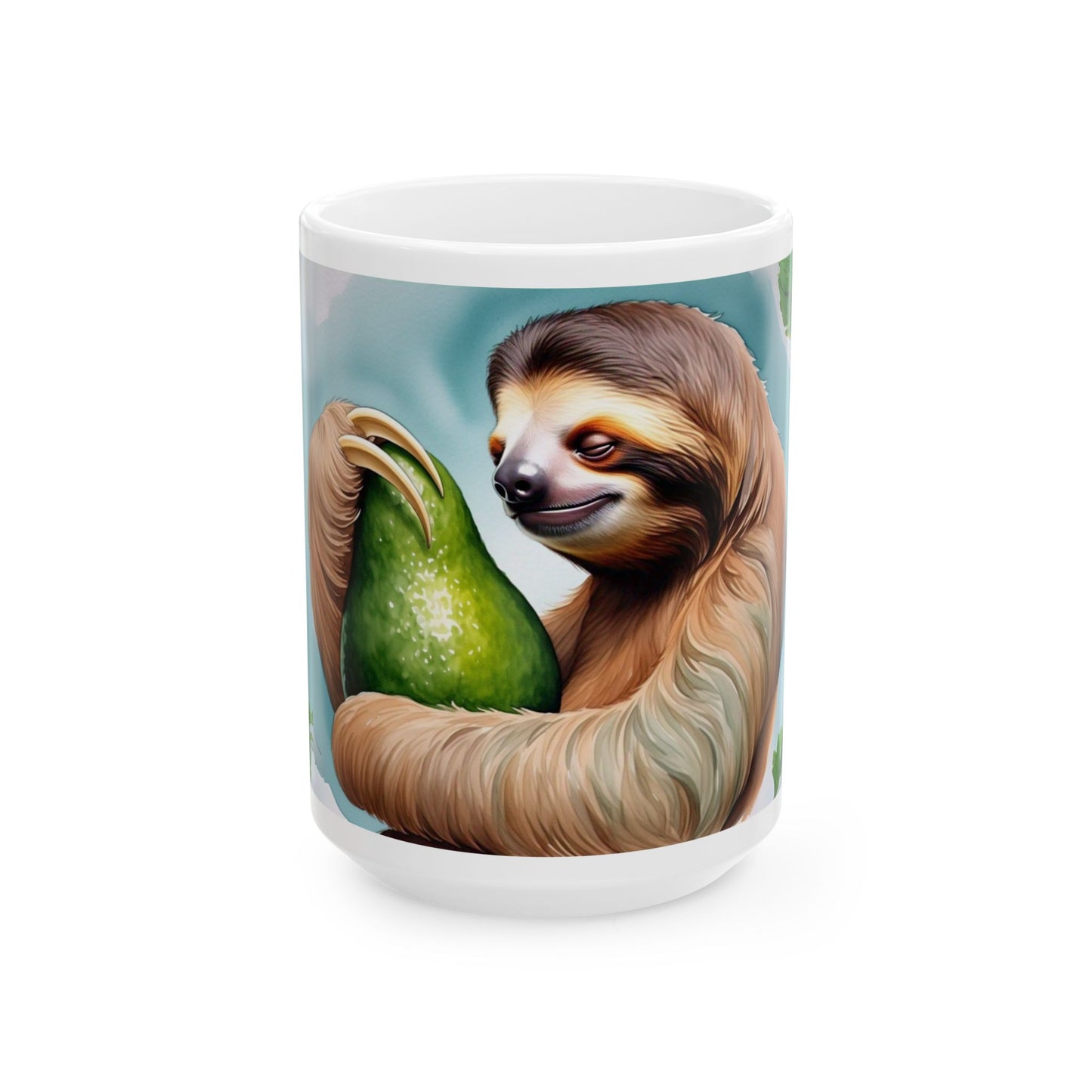 Sloth Love Ceramic Mug - Cute Avocado Design, Perfect Gift for Nature Lovers