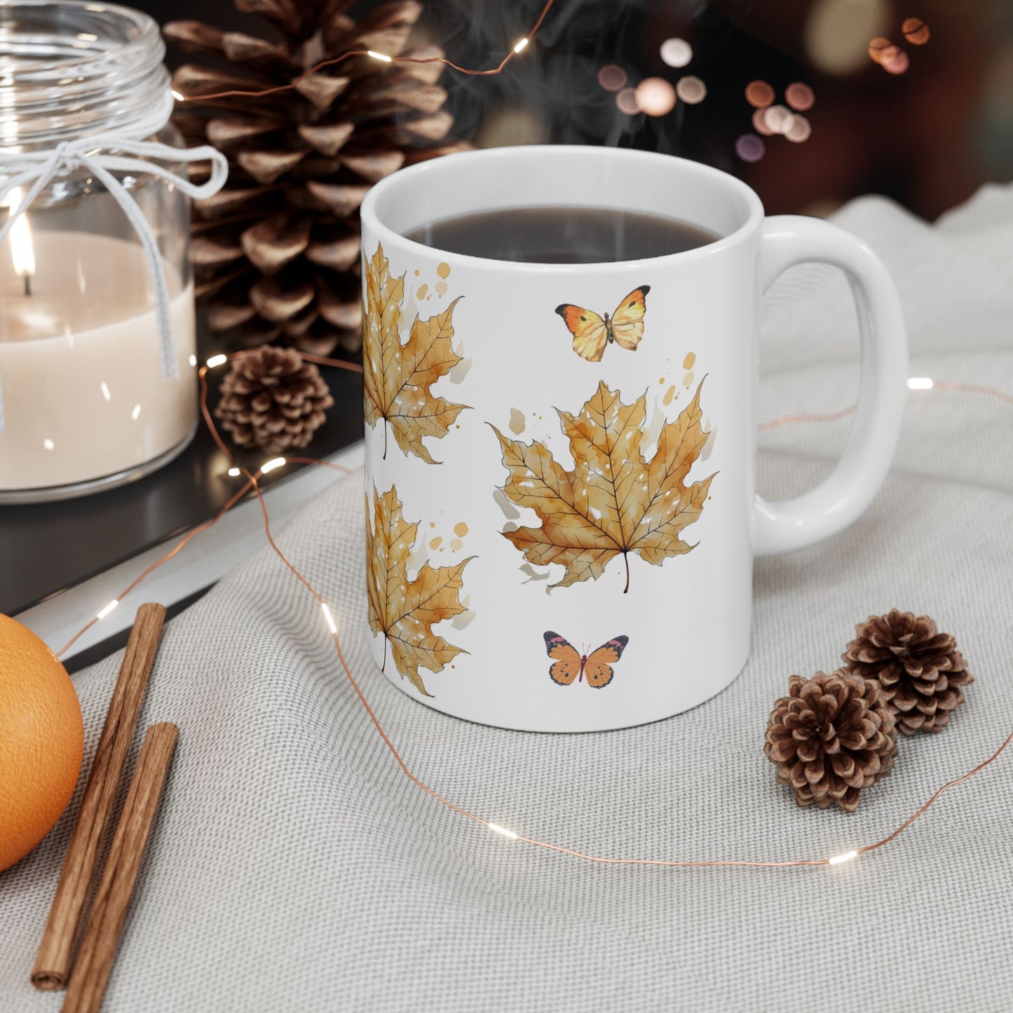 Autumn Leaves Ceramic Mug - Fall Coffee Tea Cup