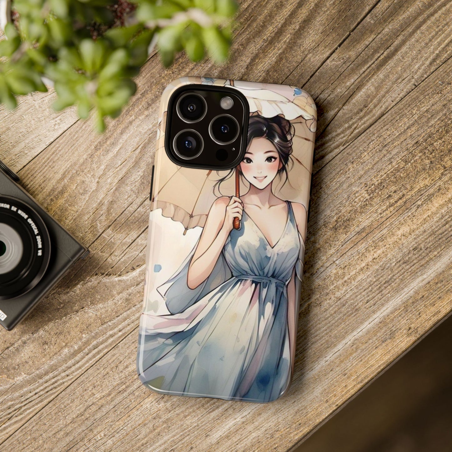 Elegant Floral Phone Case with Umbrella Design