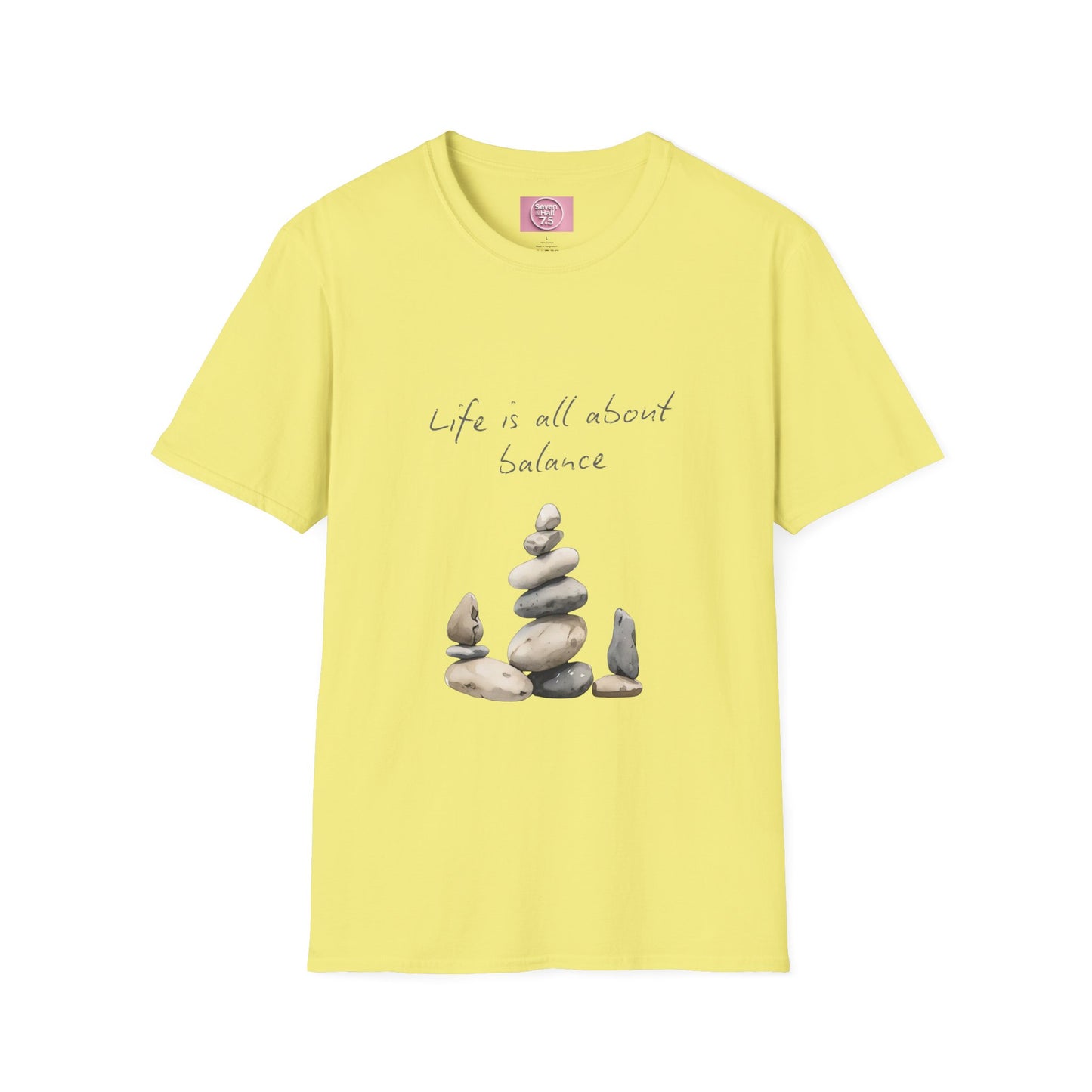 Unisex Softstyle T-Shirt - "Life is all about Balance" Design - Perfect for Mindfulness and Relaxation
