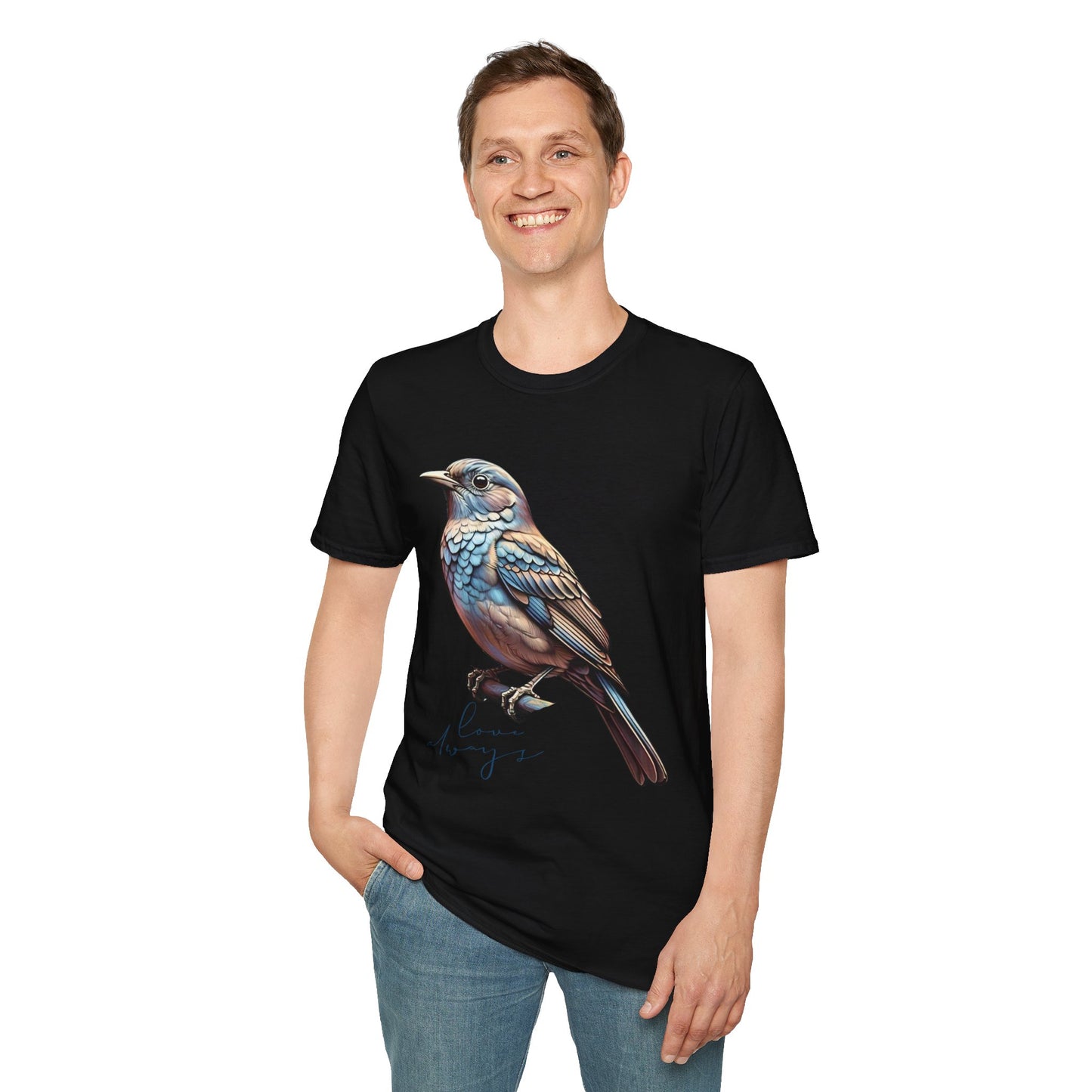 Nature-Inspired Bird Graphic T-Shirt for Soft Comfort