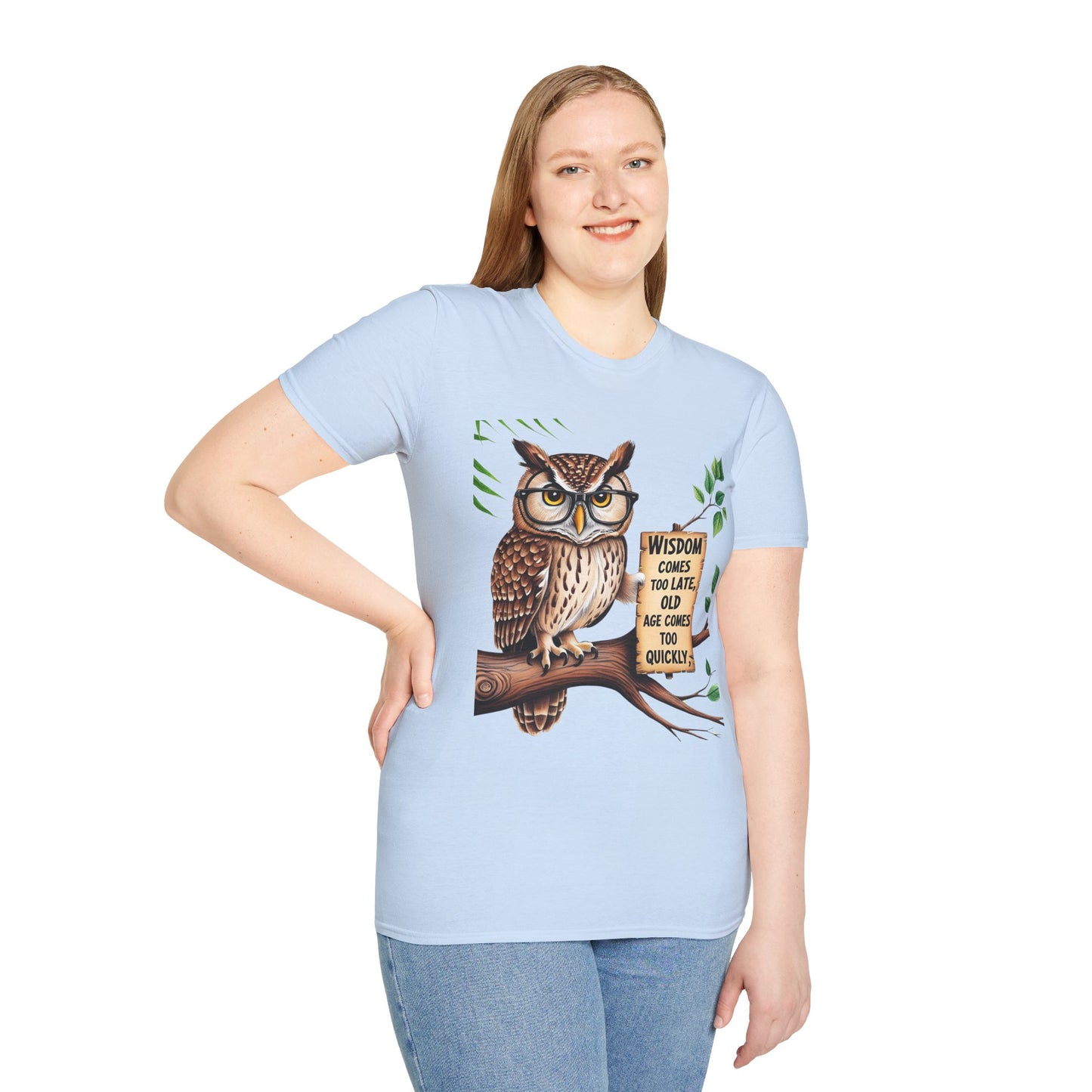 Wisdom Owl Unisex Softstyle T-Shirt - Inspirational Nature Tee