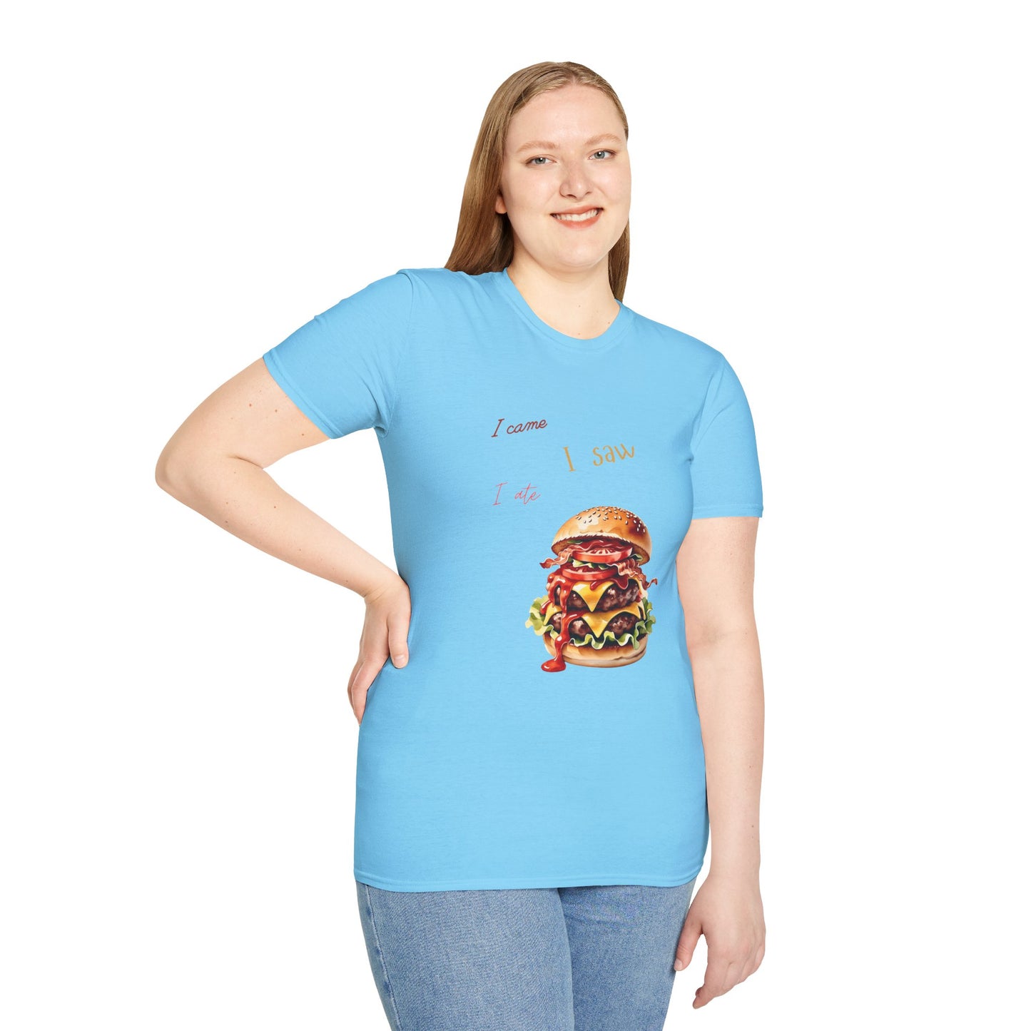 I Came, I Ate Burger Graphic Unisex Softstyle T-Shirt
