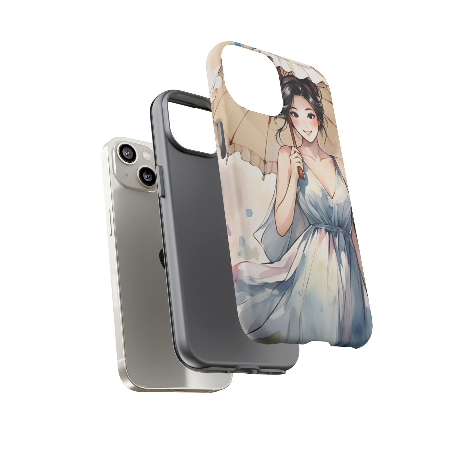 Elegant Floral Phone Case with Umbrella Design