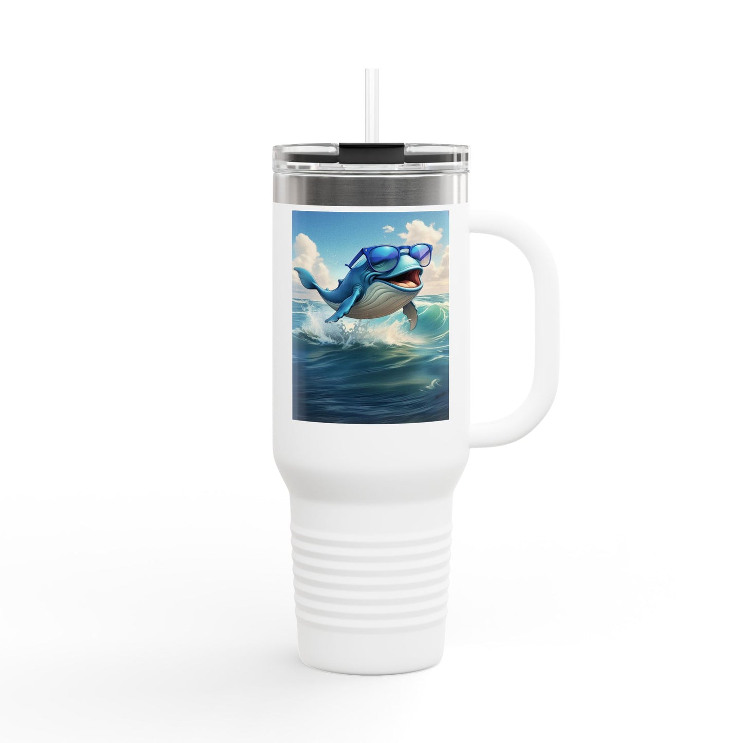 Funny Whale Insulated Travel Mug - 40oz Tumbler with Straw - Perfect for Outdoor Adventures and Gifts