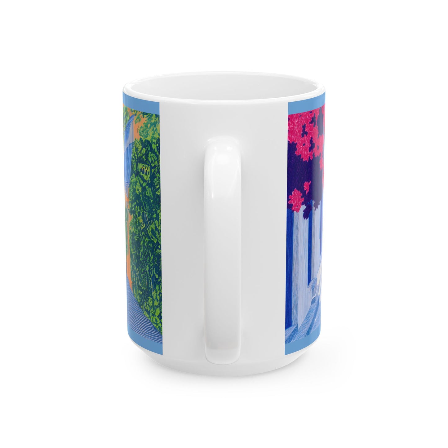 Colorful Ceramic Mug - Artistic Village Street Design - Perfect for Coffee Lovers