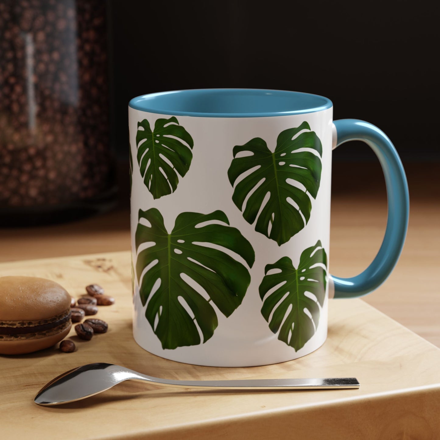 Tropical Monstera Accent Coffee Mug - Green Leaf Design, Plant Lover Gift, Home Decor, Kitchen Essentials, Nature Inspired