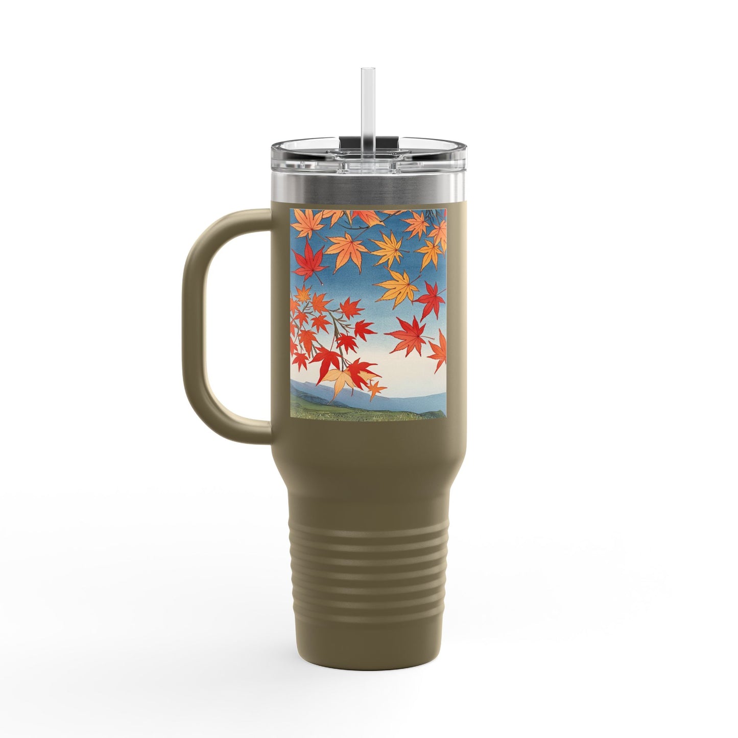 Autumn Leaves Insulated Travel Mug - 40oz Travel Cup with Straw