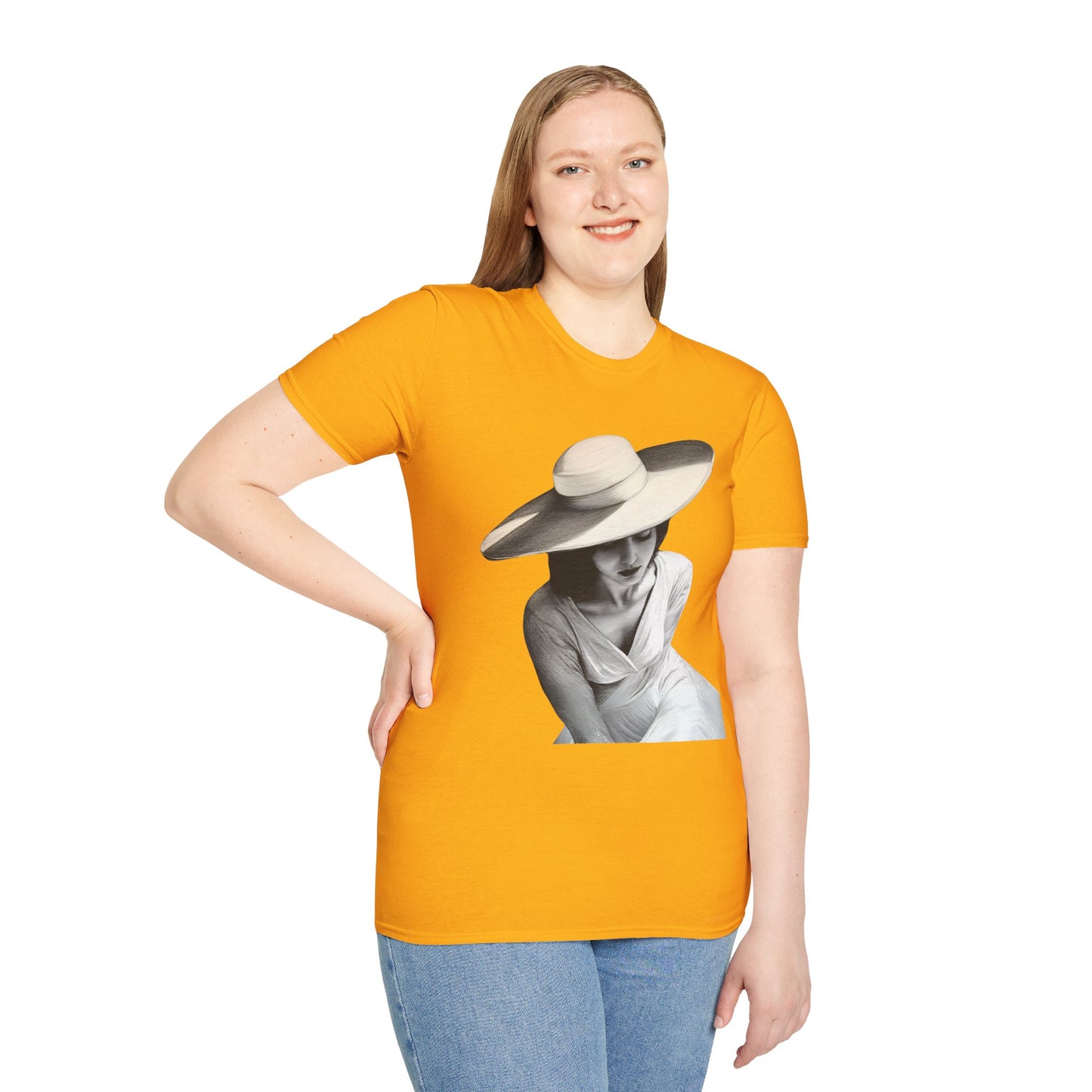 Artistic Women's  Softstyle T-Shirt - Charcoal art Design