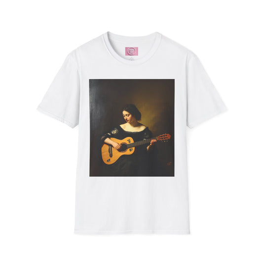 Artistic Guitarist Softstyle T-Shirt - Elegant Vintage Design