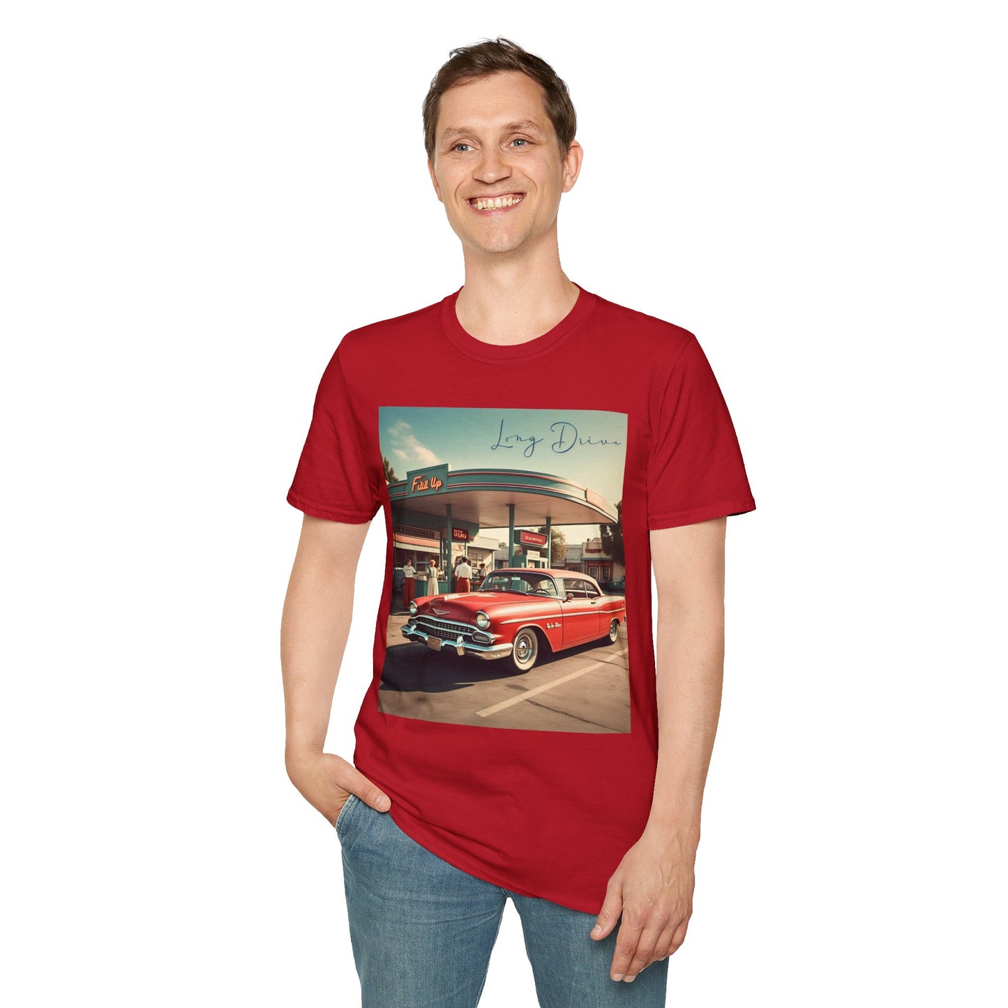 Retro Car Unisex Softstyle T-Shirt - Long Drive Graphic Tee