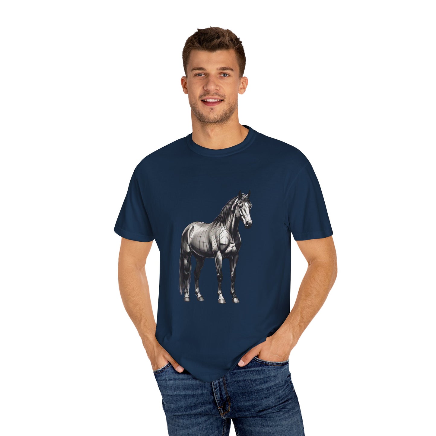 Equestrian Vibe Unisex Garment-Dyed T-Shirt - Horse Design