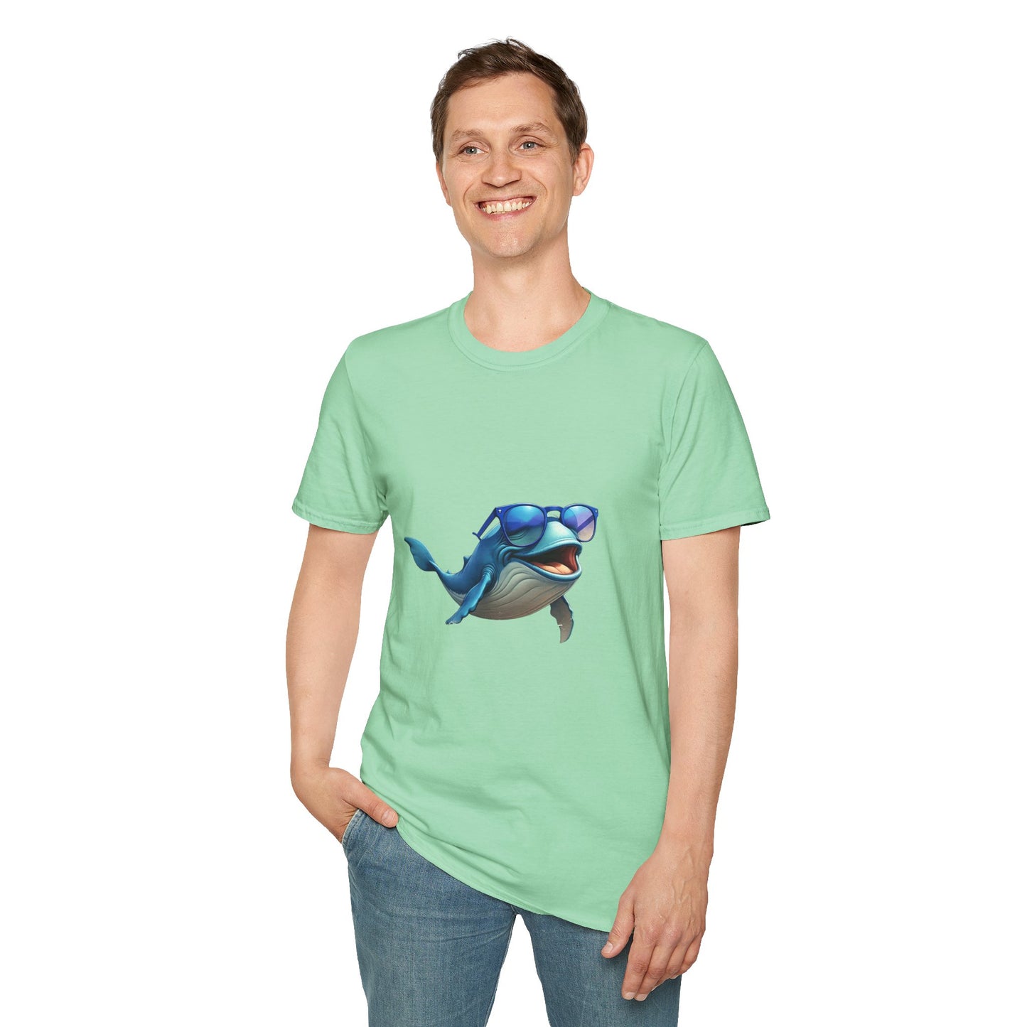Cool Sunglasses Whale Unisex Softstyle T-Shirt