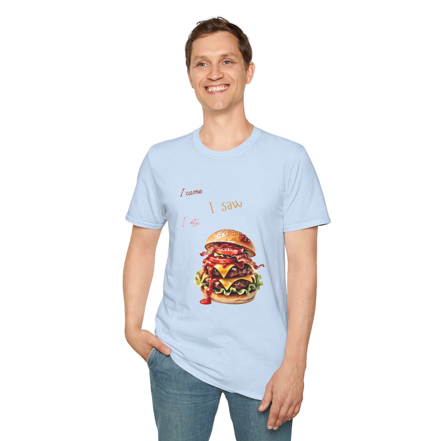 I Came, I Ate Burger Graphic Unisex Softstyle T-Shirt