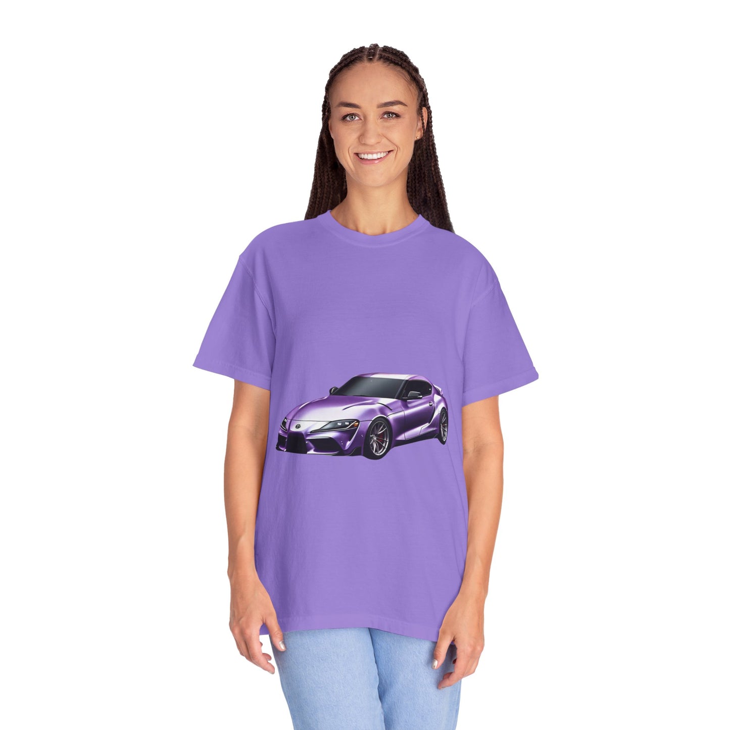 Purple Sports Car T-Shirt | Unisex Garment-Dyed Tee for Car Enthusiasts