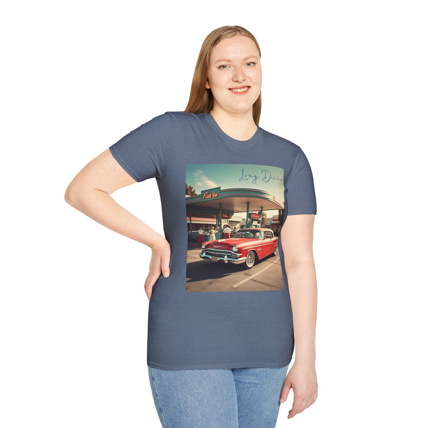 Retro Car Unisex Softstyle T-Shirt - Long Drive Graphic Tee
